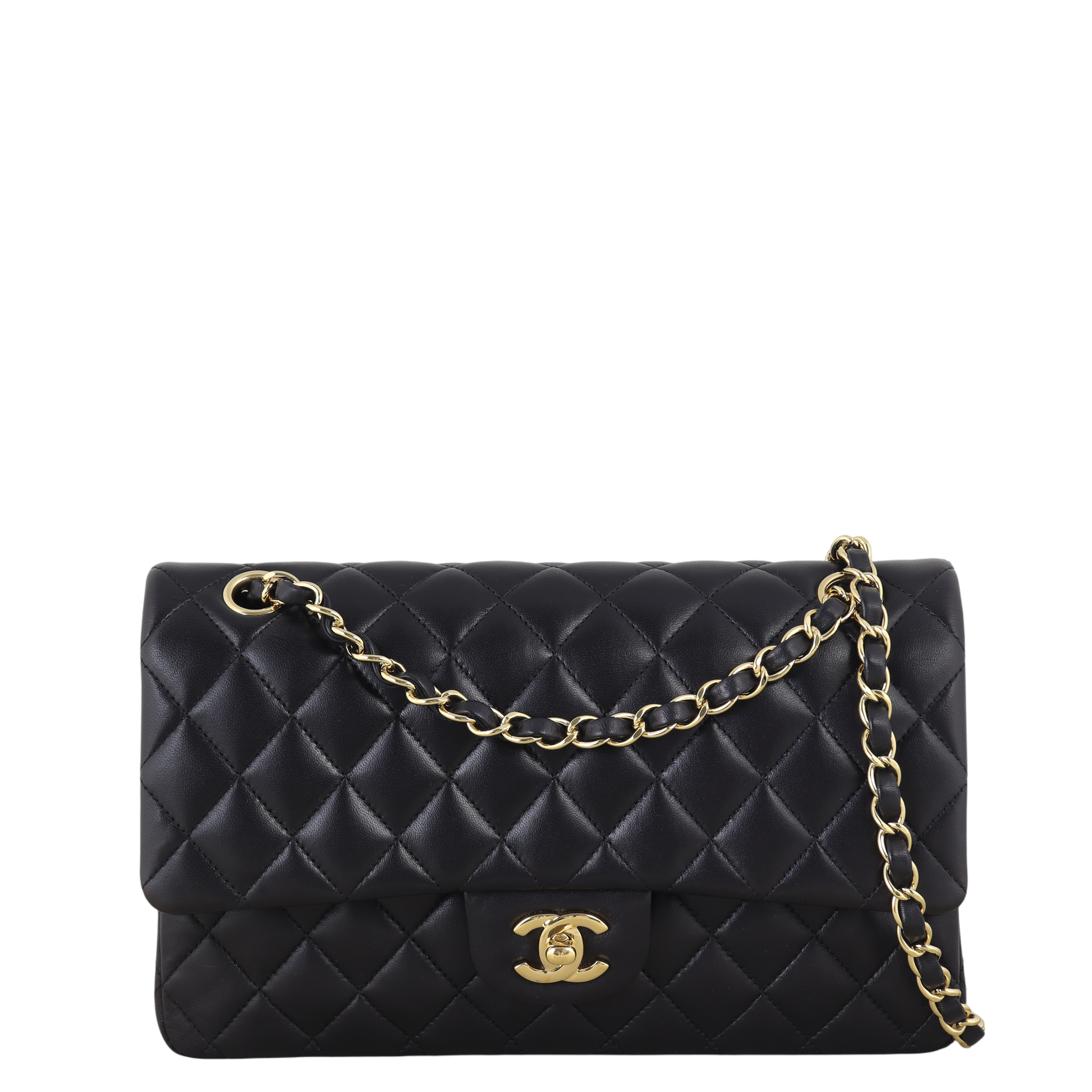Chanel Classic Double Flap Lambskin Handbag Quilted Black Crossbody Bag Lambskin 24112025