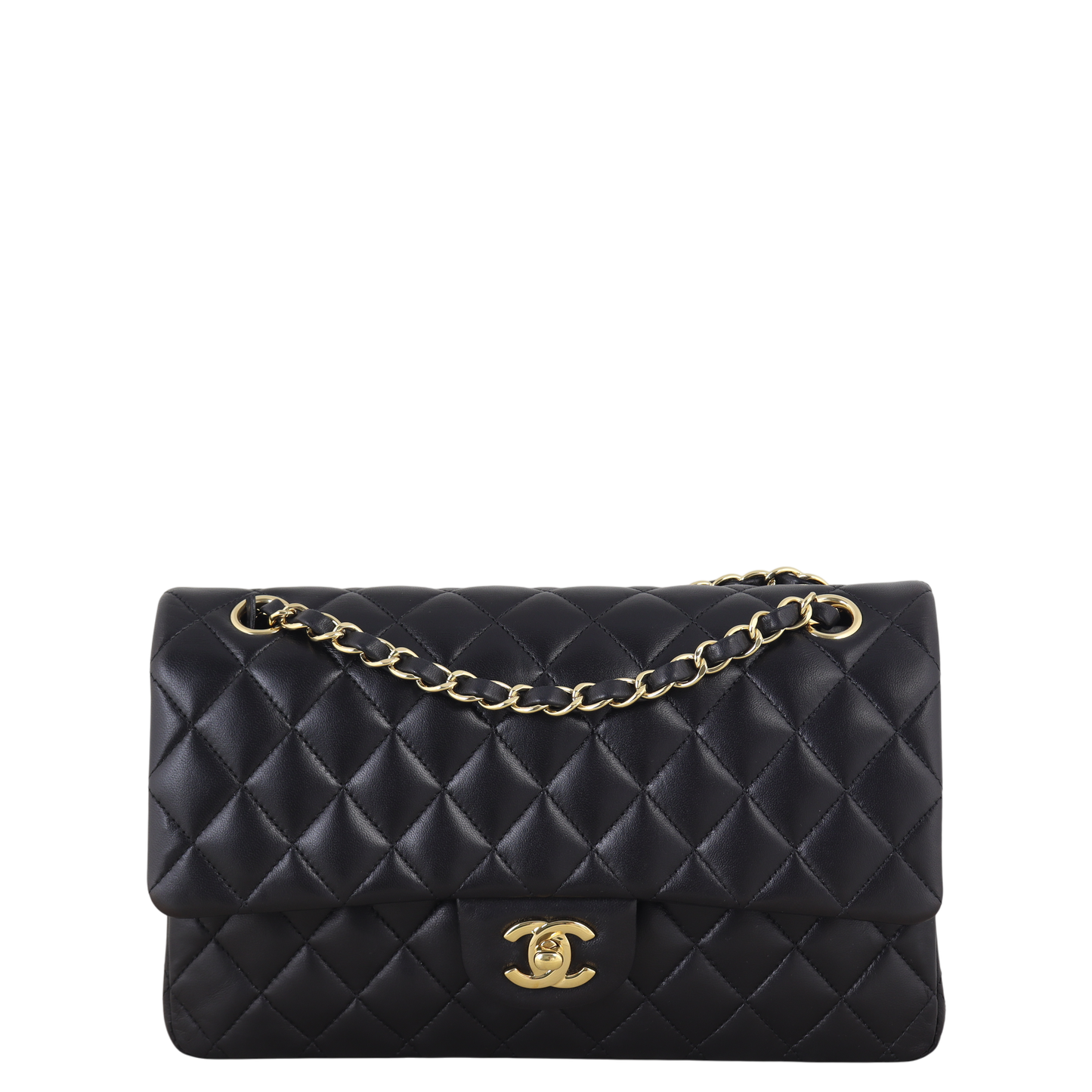 Chanel Classic Double Flap Lambskin Handbag Quilted Black Crossbody Bag Lambskin 24112025