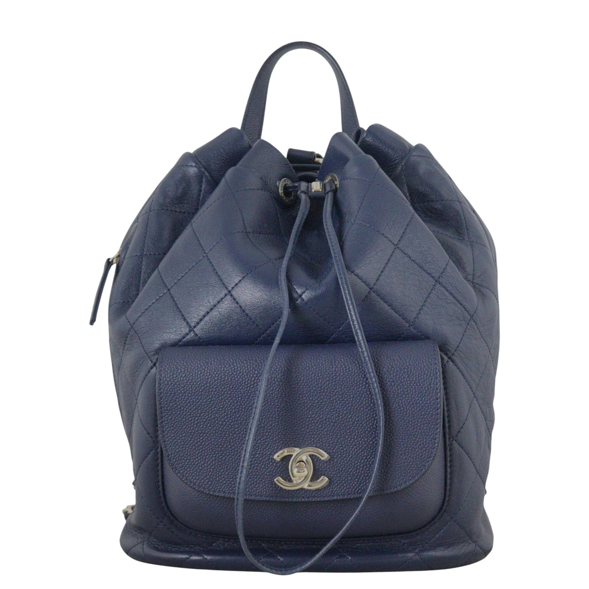 Chanel Daily Round Backpack Quilted Blue