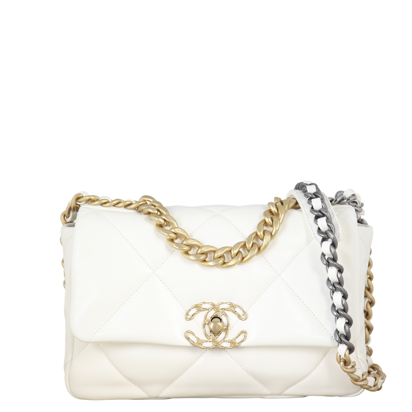 Chanel 19 Flap Bag Quilted White Shoulder Bag