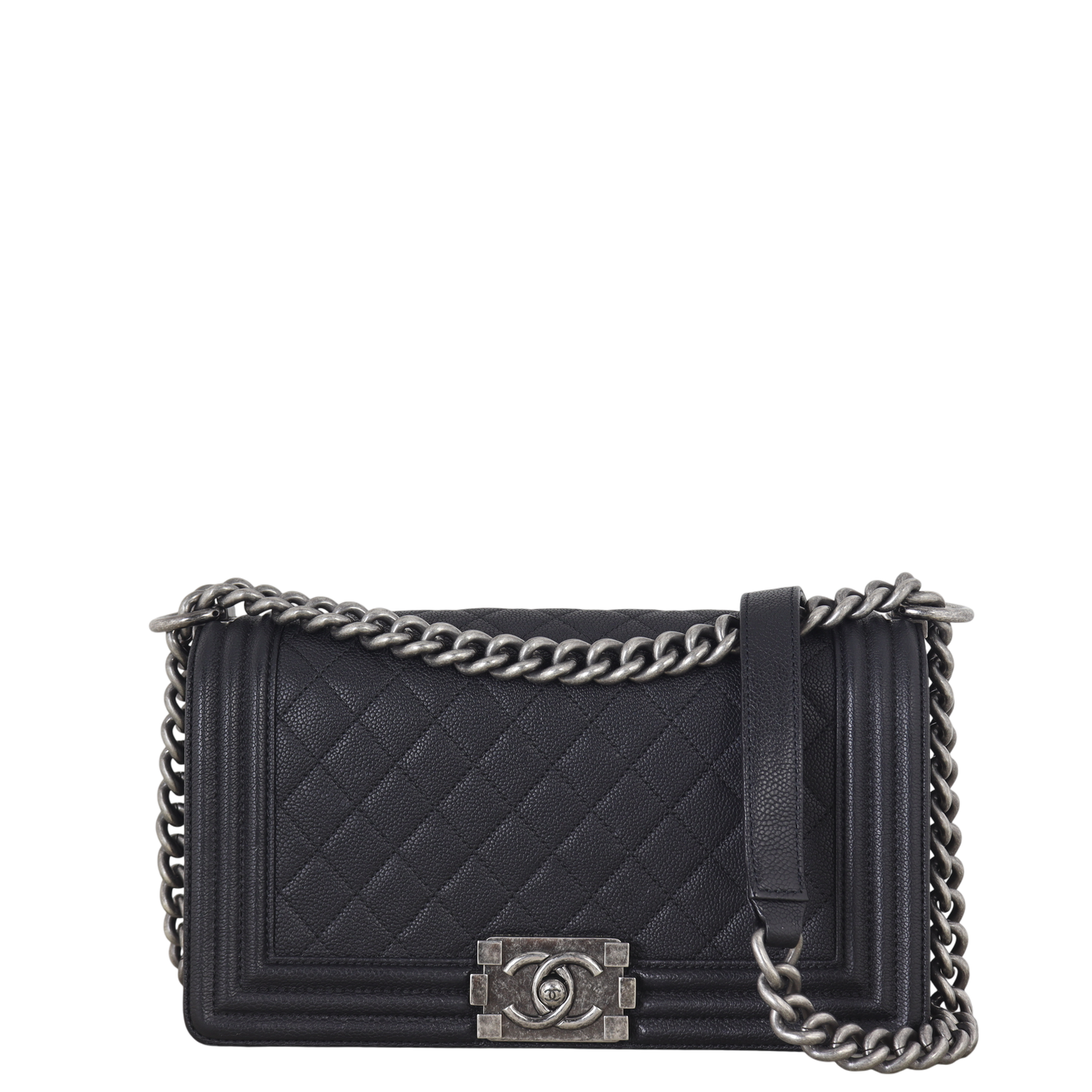 Chanel Boy Old Handbag Quilted Black Crossbody Bag Medium 25112025