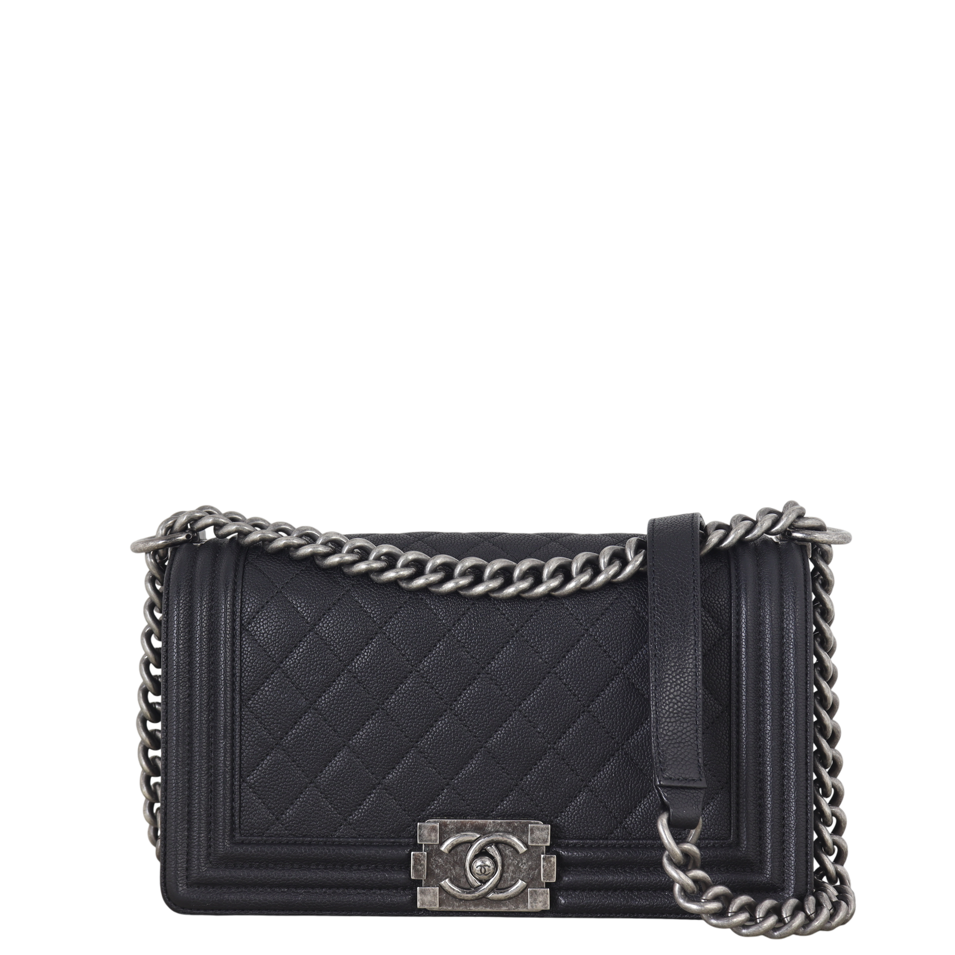 Chanel Boy Old Handbag Quilted Black Crossbody Bag Medium 25112025