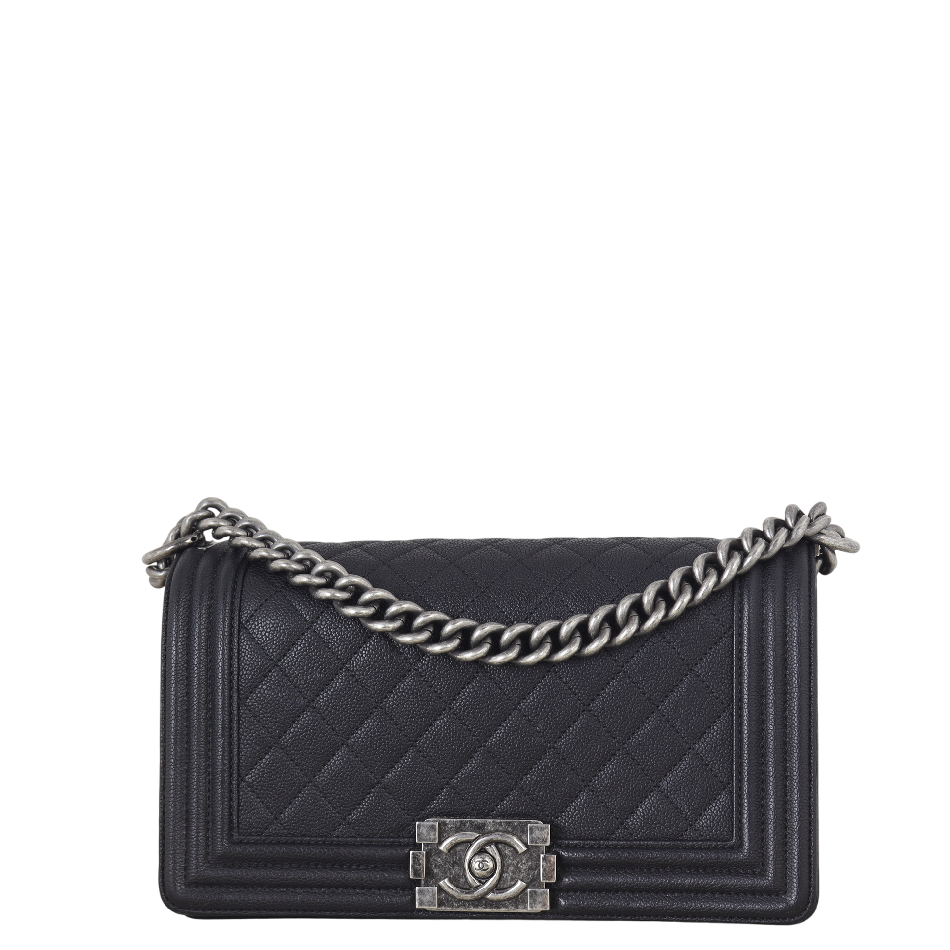 Chanel Boy Old Handbag Quilted Black Crossbody Bag Medium 25112025