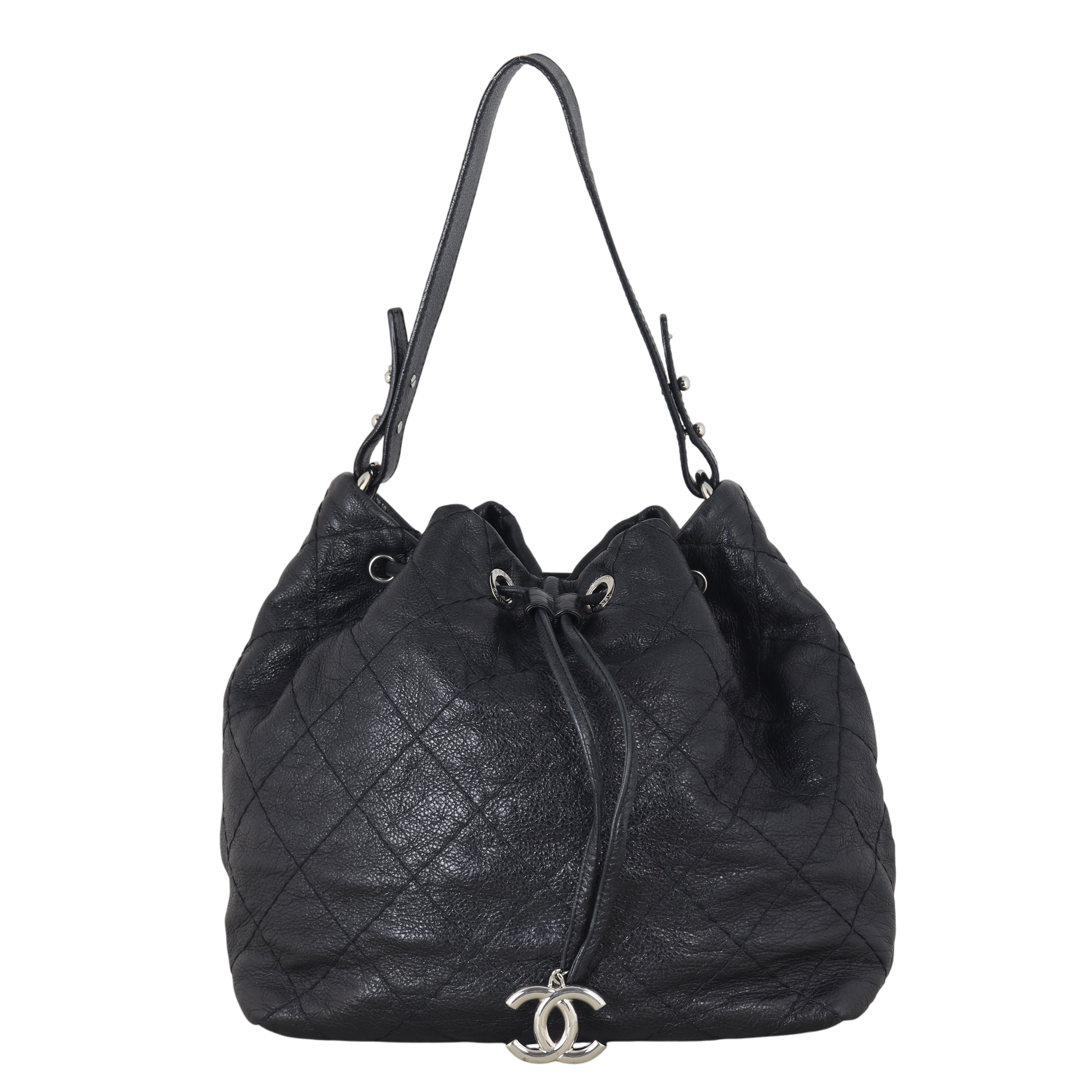 Chanel On The Road Bag Quilted Bucket Shoulder Bag