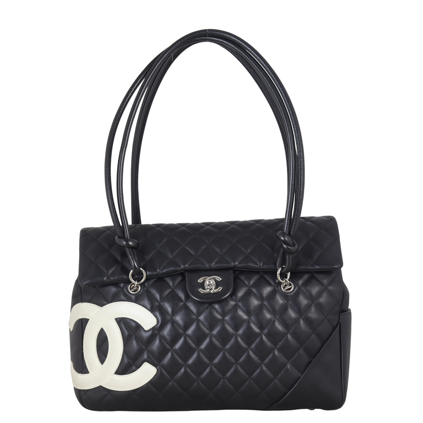 Chanel Ligne Cambon Flap Tote Quilted Black Shoulder Bag