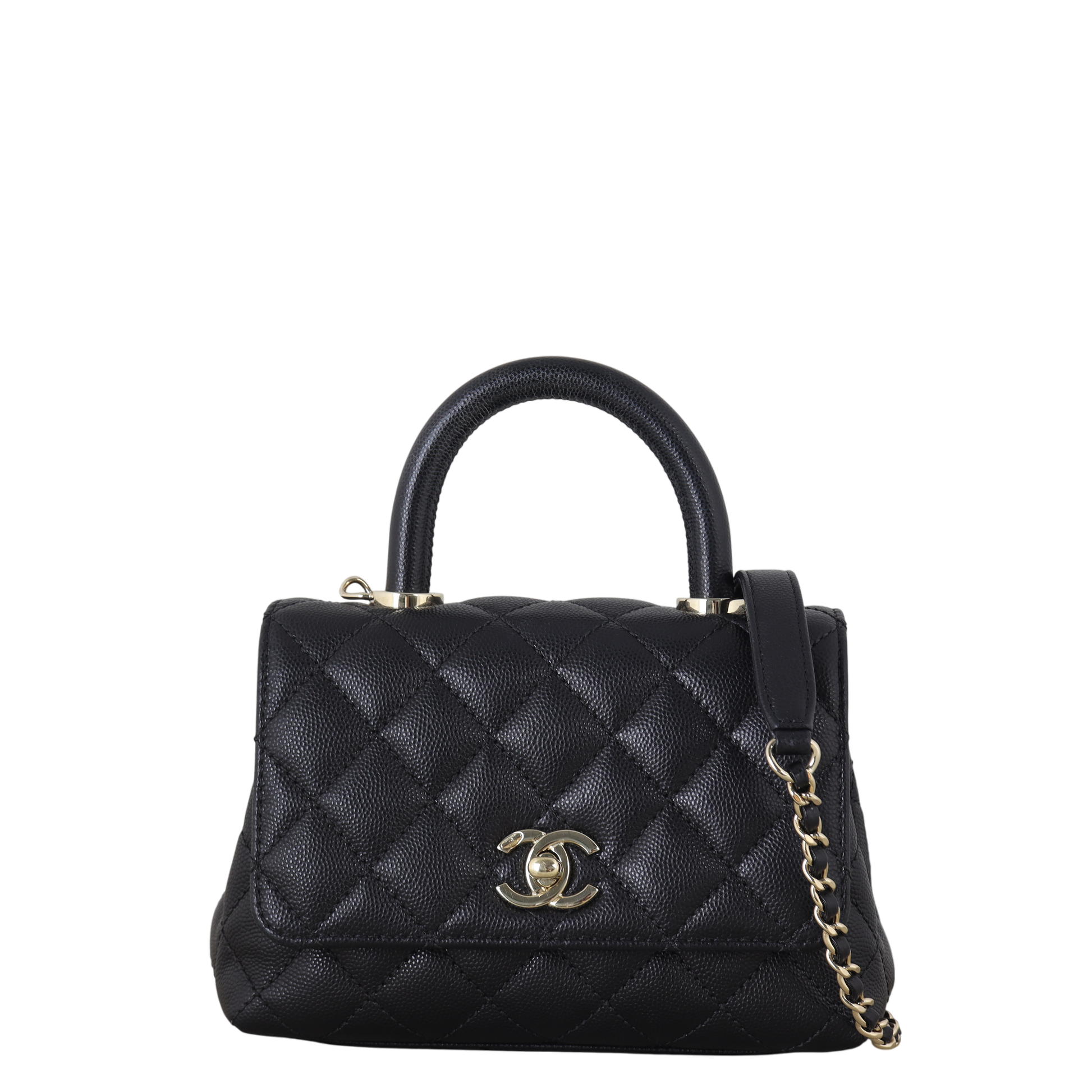 Chanel Coco Top Handle Extra Bag Quilted Black Crossbody Bag