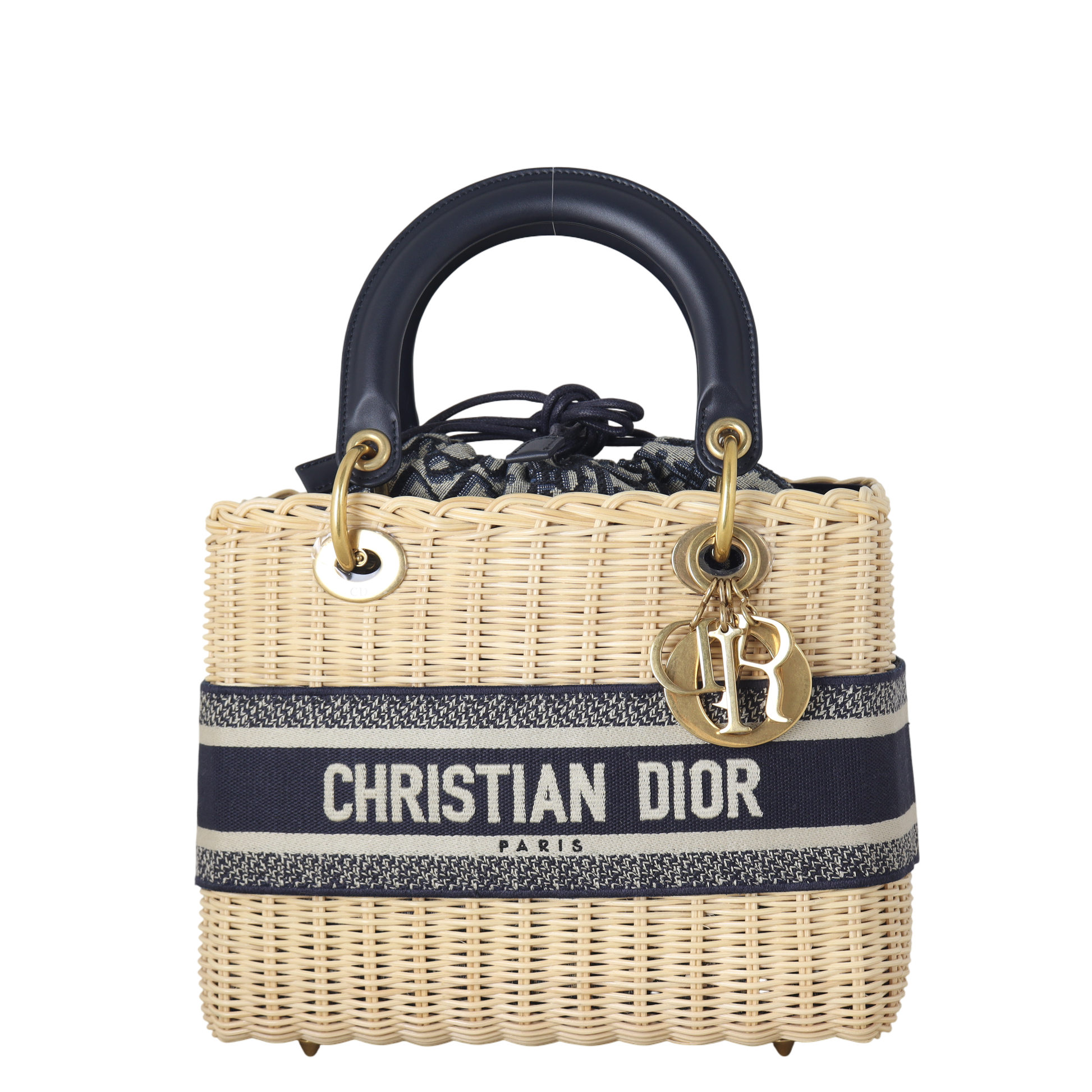 Dior Lady Wicker Oblique Handbag Medium Travel Bag