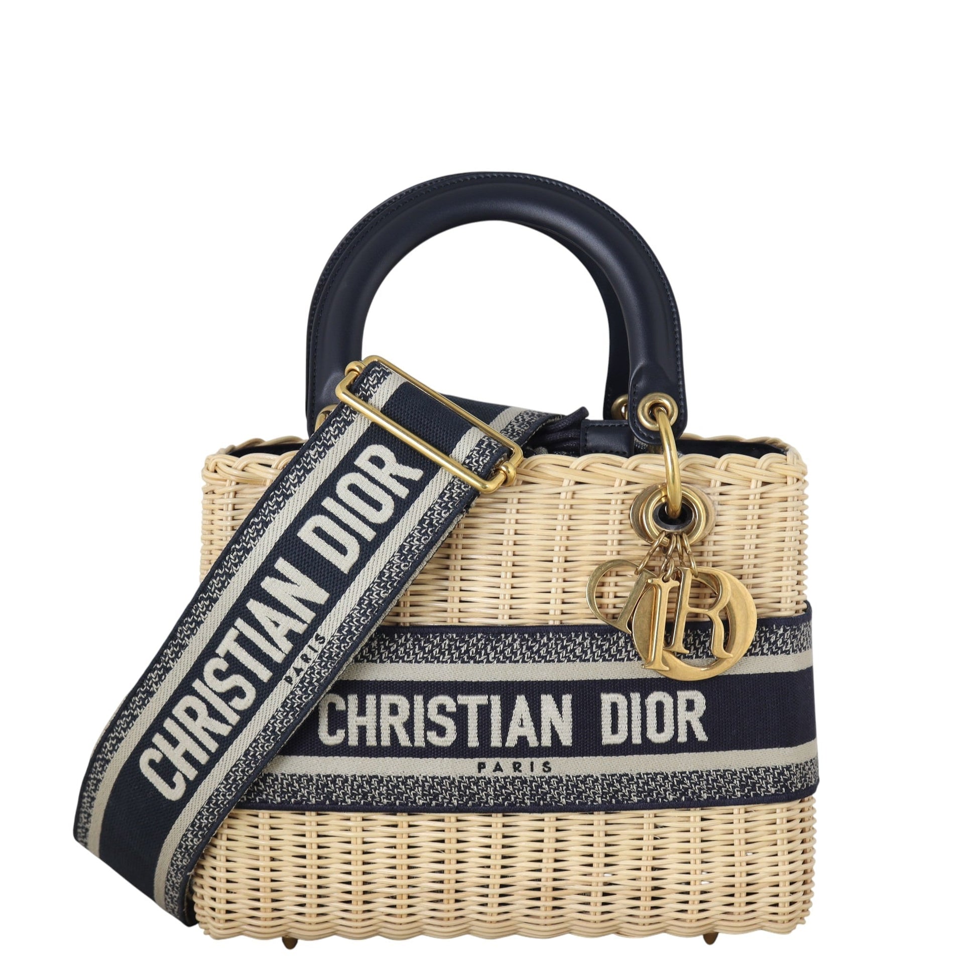 Dior Lady Wicker Oblique Handbag Medium Travel Bag