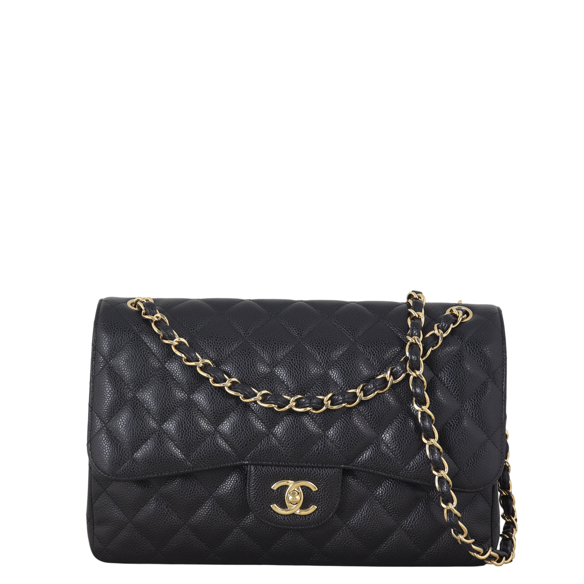 Chanel Classic Double Jumbo Caviar Handbag Quilted Black Crossbody Bag Caviar 04122025