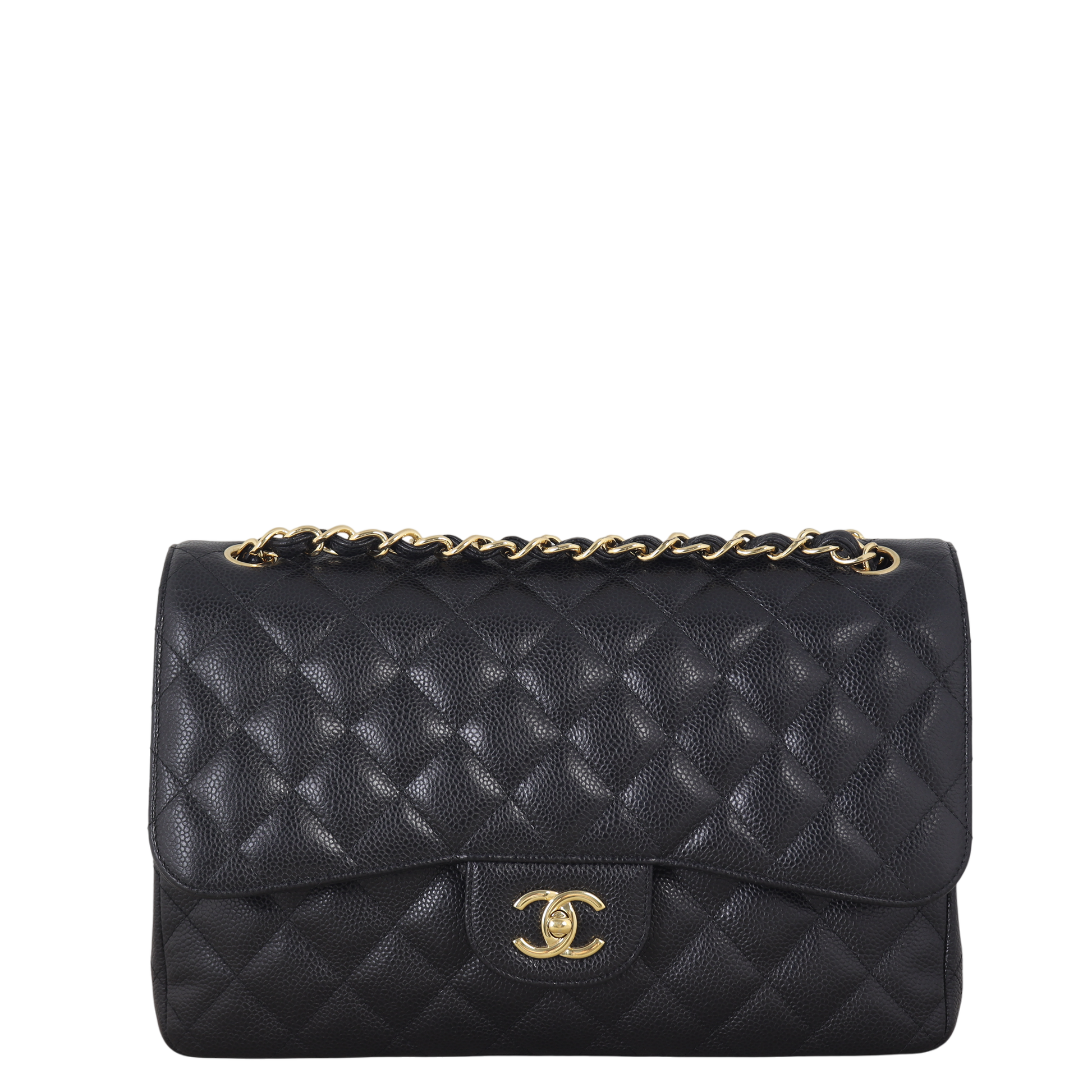 Chanel Classic Double Jumbo Caviar Handbag Quilted Black Crossbody Bag Caviar 04122025