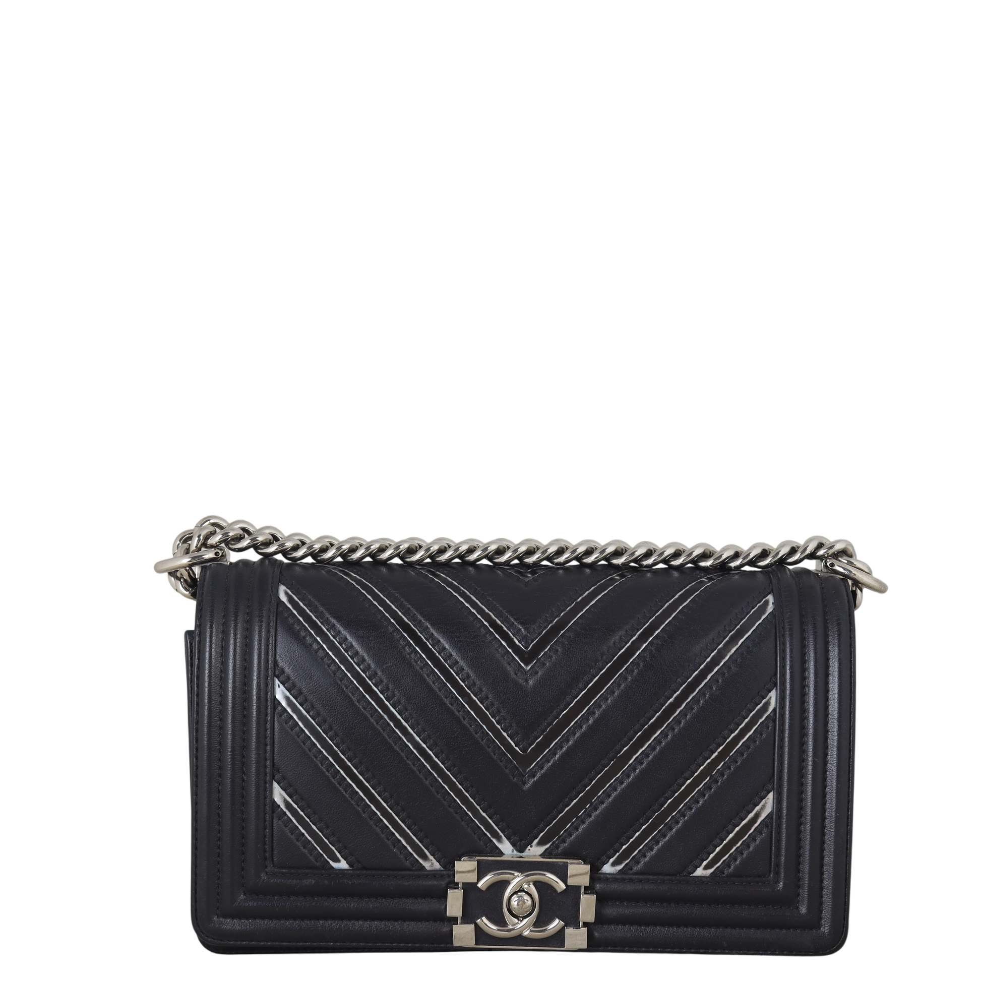 Chanel Boy Old Chevron Holographic Handbag Medium Crossbody Bag