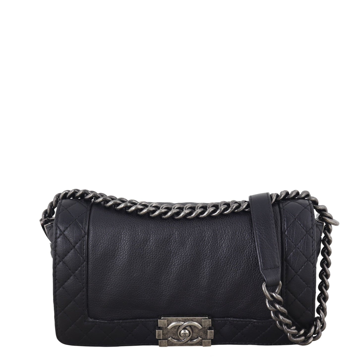 Chanel Boy Reverso Old Handbag Quilted Black Shoulder Bag