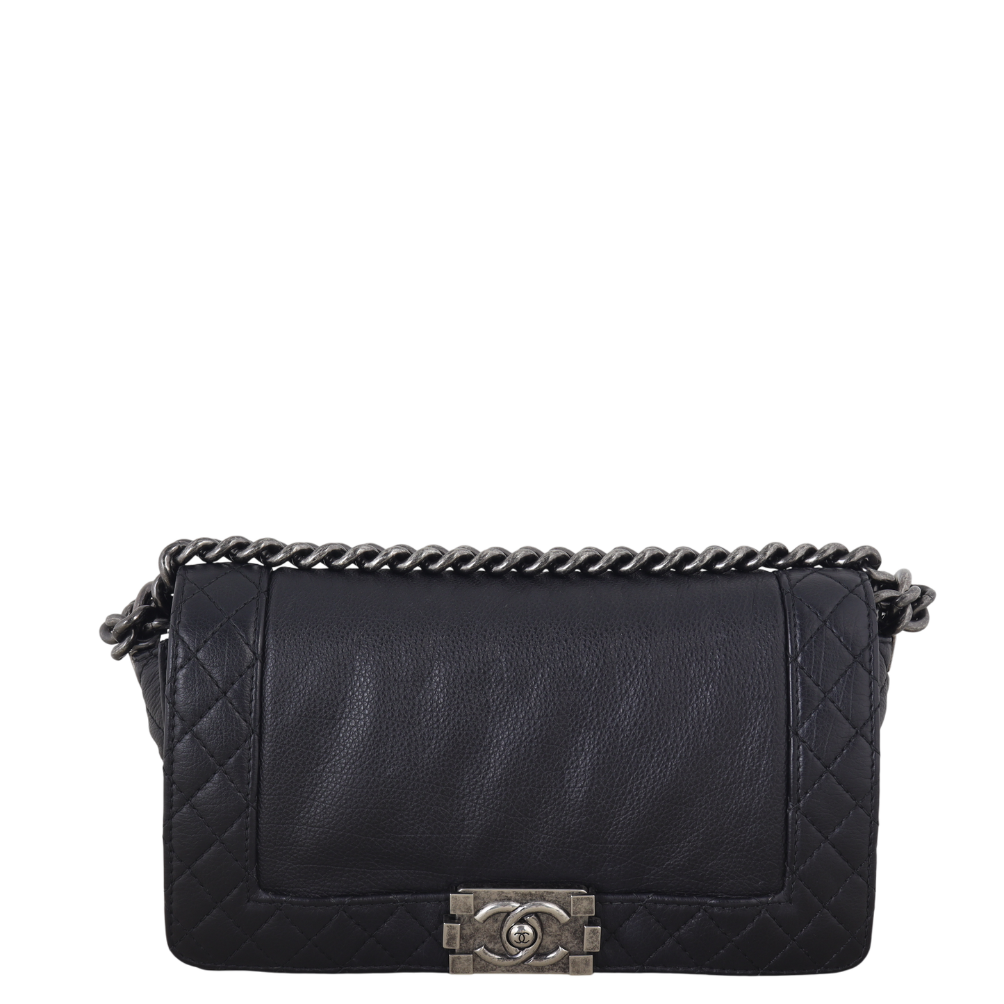 Chanel Boy Reverso Old Handbag Quilted Black Shoulder Bag