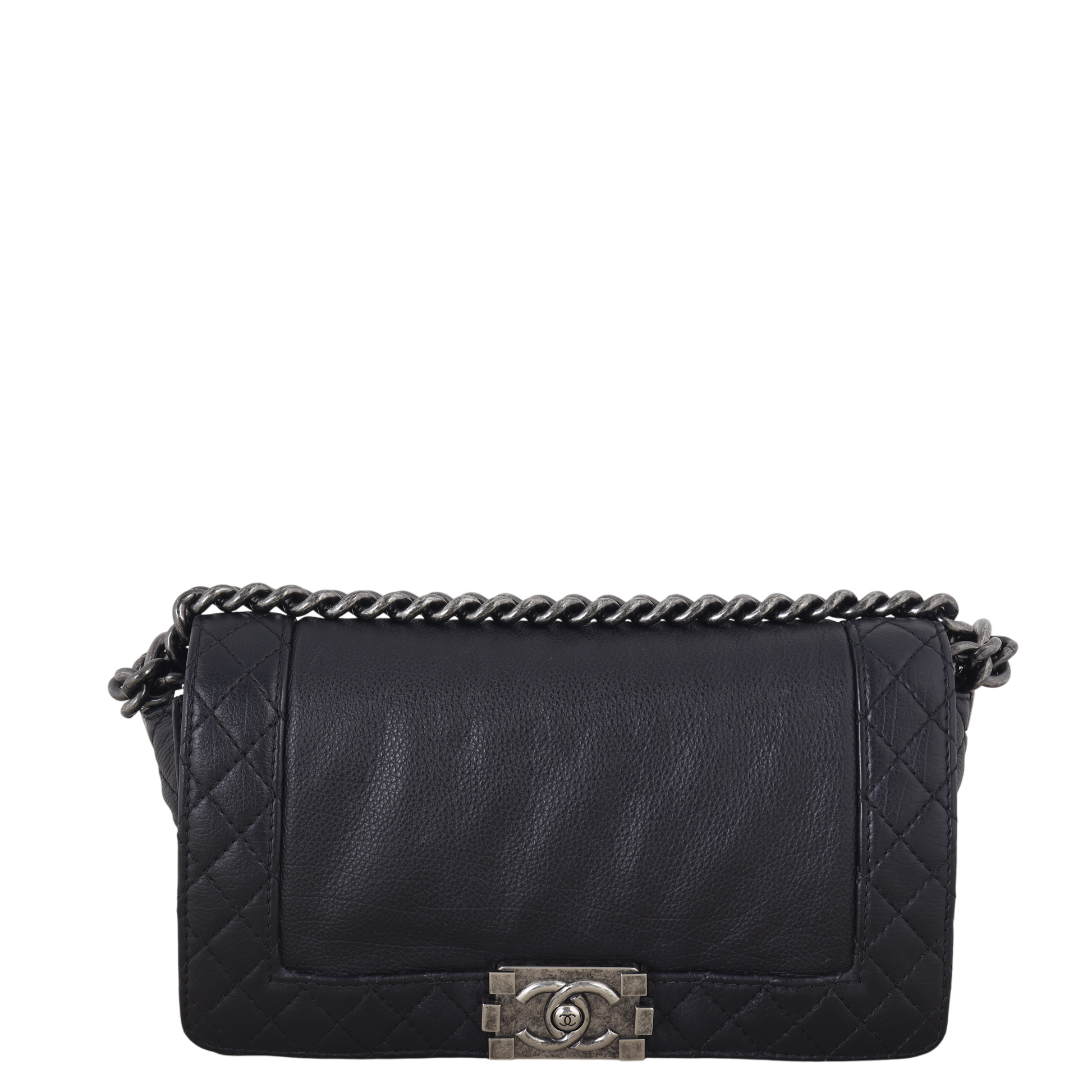 Chanel Boy Reverso Old Handbag Quilted Black Shoulder Bag
