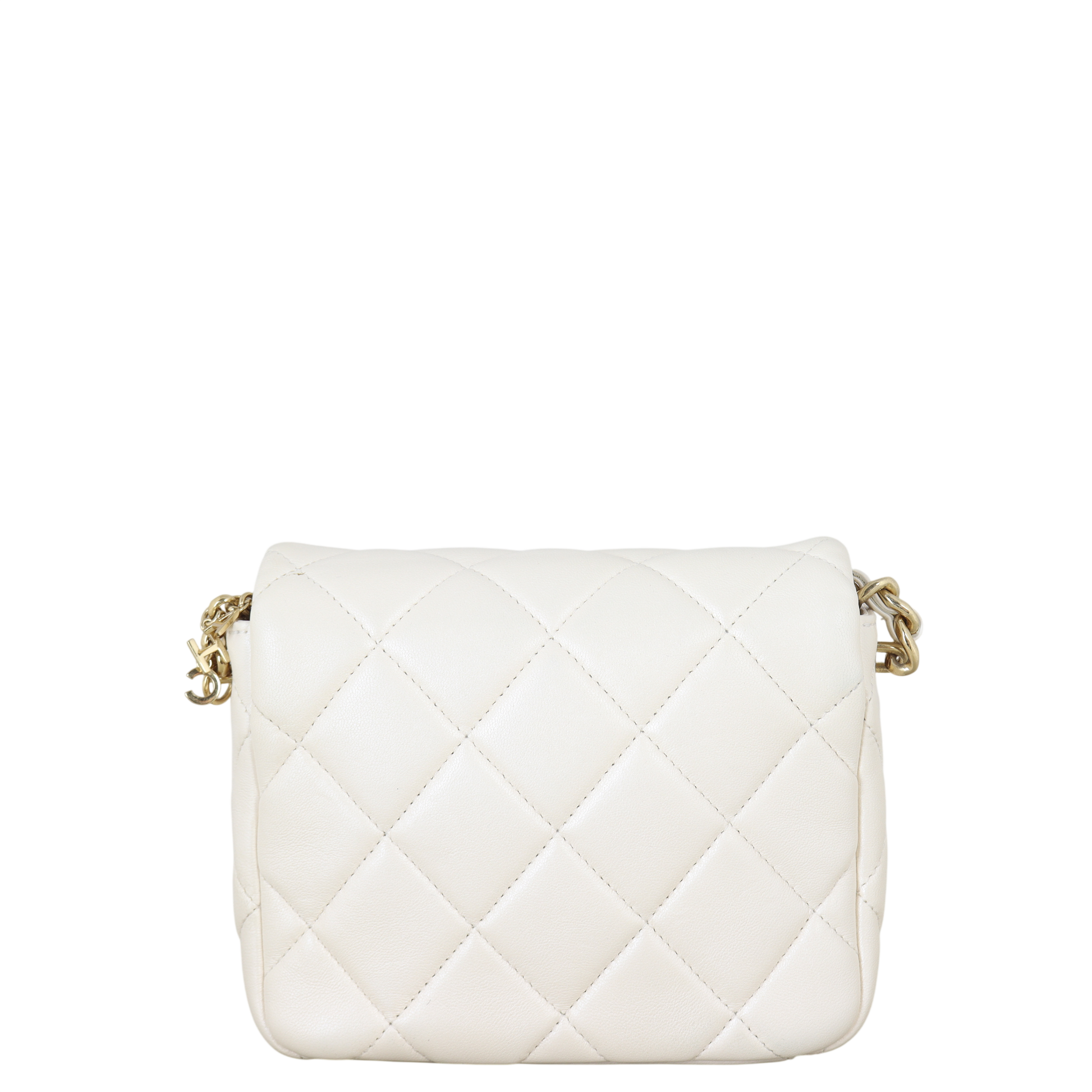 Chanel Letter Charms Chain Flap Handbag Quilted White Crossbody Bag