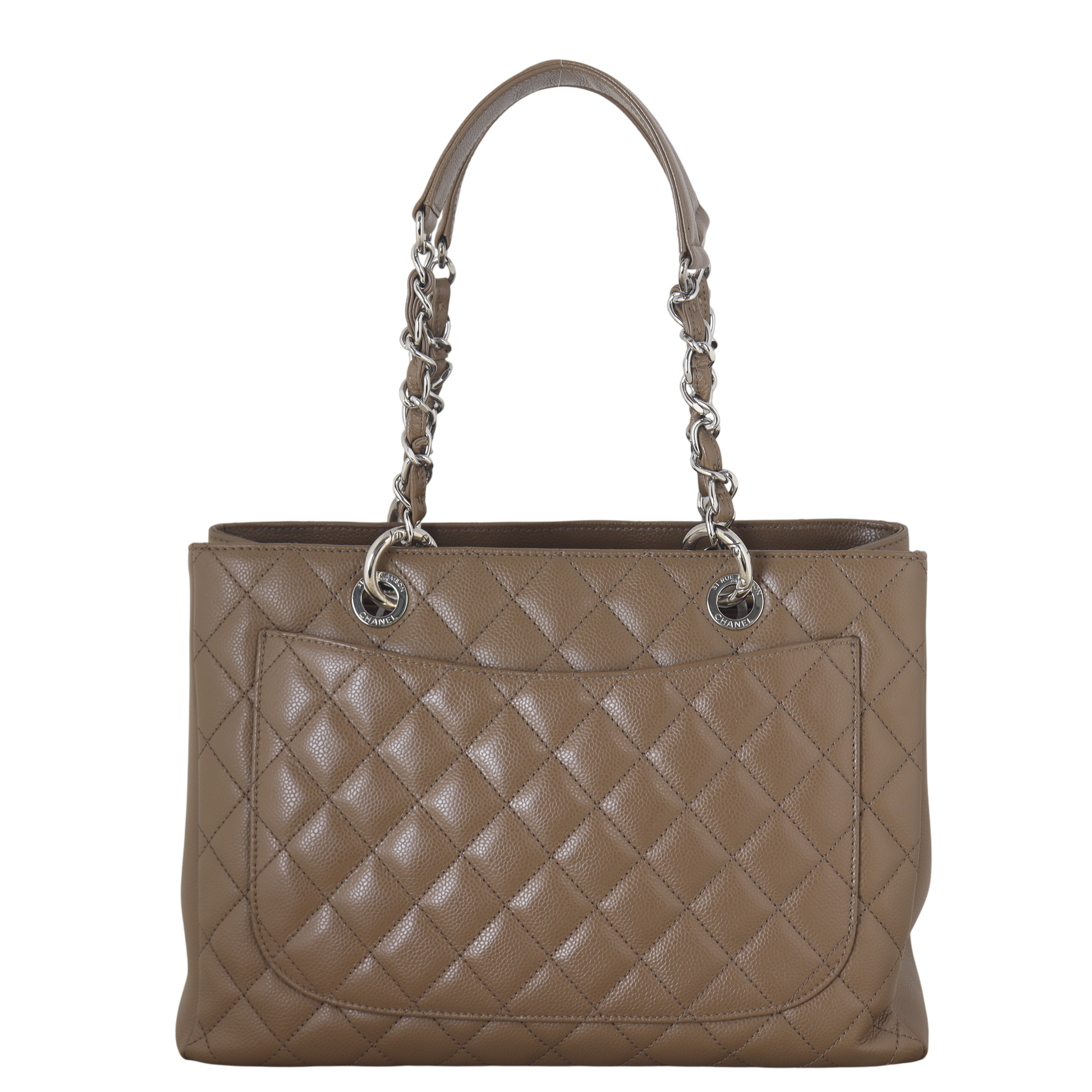Chanel Grand Shopping Tote Quilted Brown Shoulder Bag