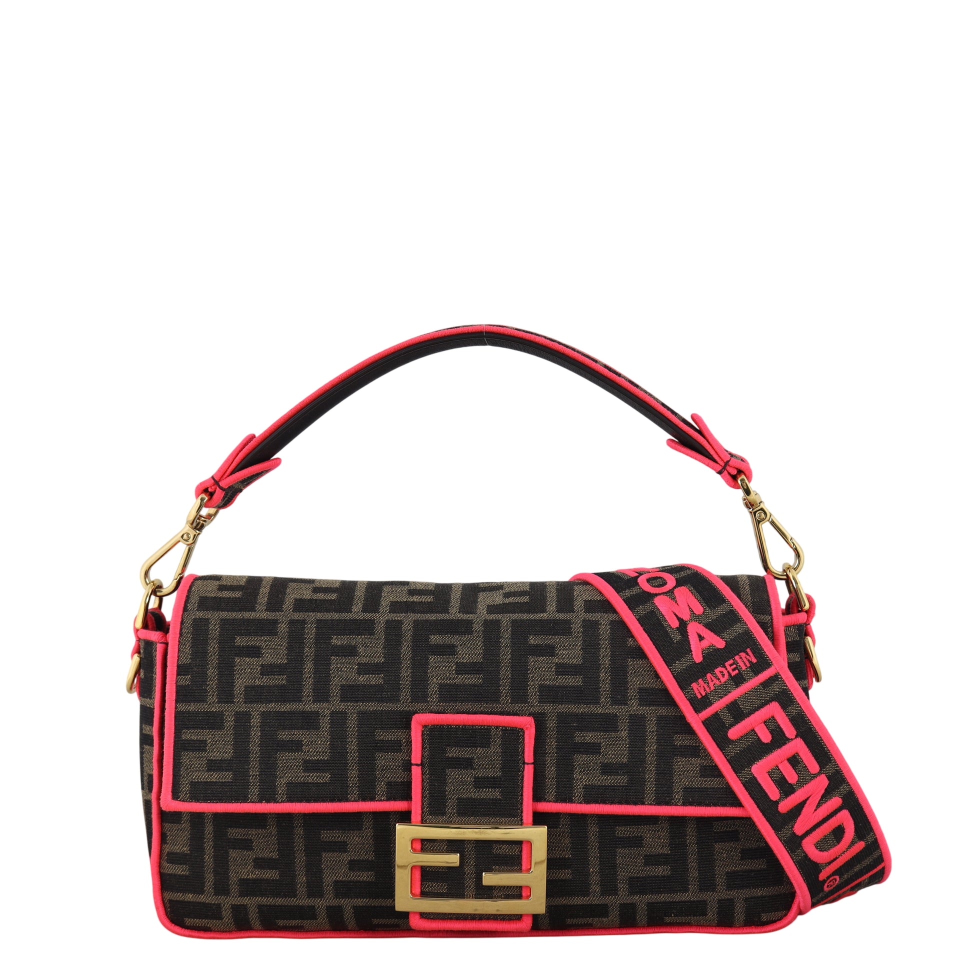 Fendi Baguette Bag Ff Fluoro Shoulder Bag