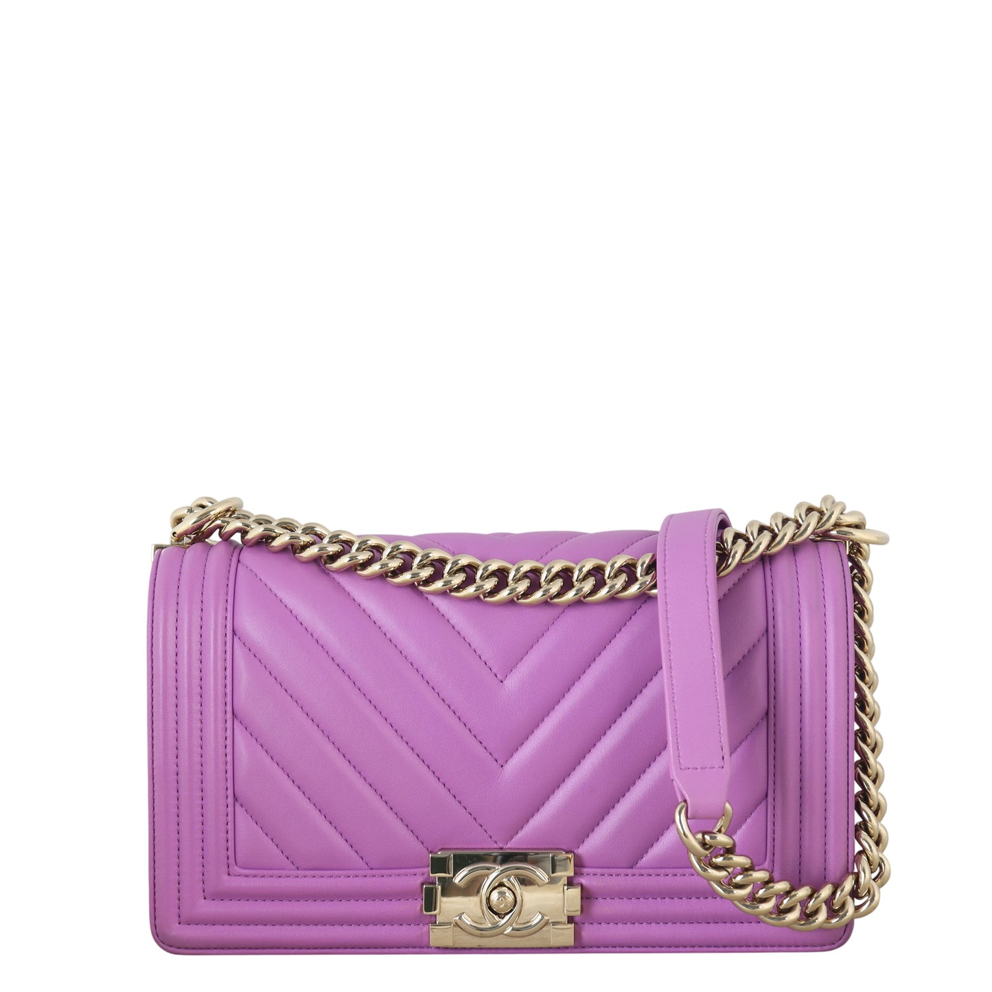 Chanel Boy Old Chevron Handbag Quilted Medium Crossbody Bag