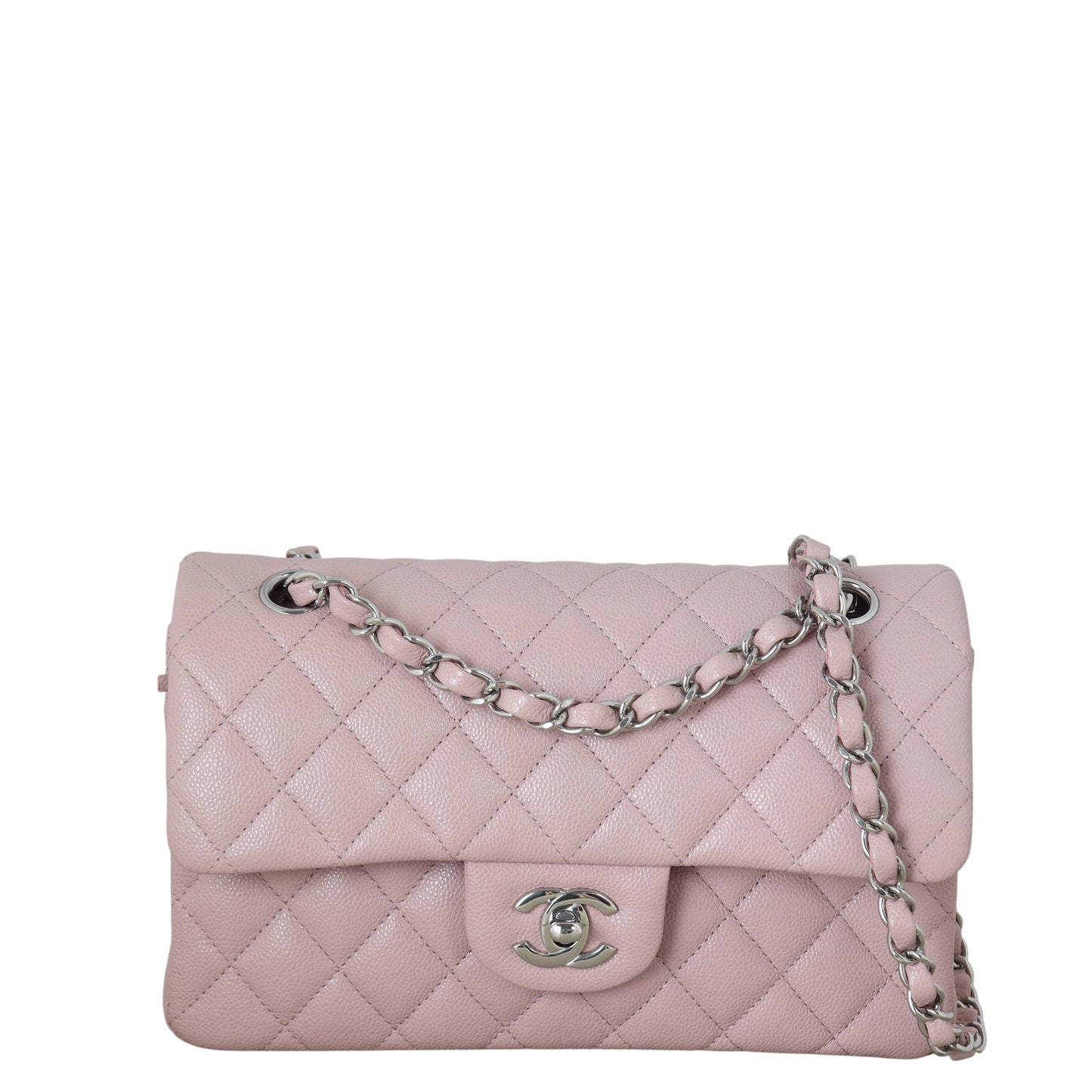Chanel Classic Double Flap Caviar Handbag Quilted Pink Crossbody Bag Caviar 31122025