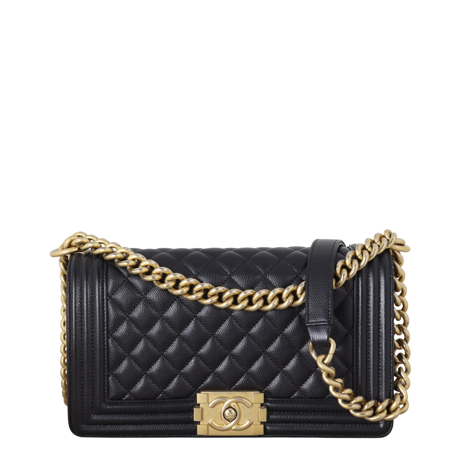 Chanel Boy Old Handbag Quilted Black Crossbody Bag Medium 31122025
