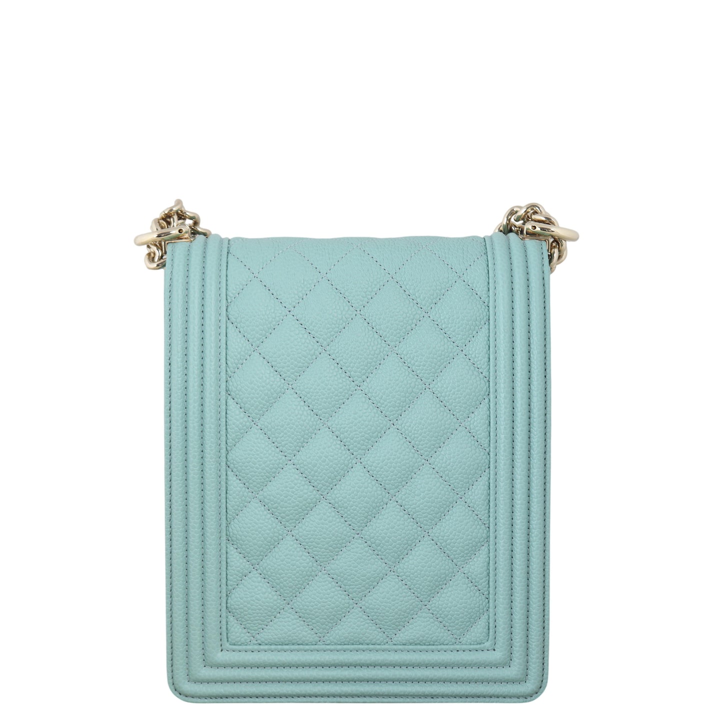 Chanel North South Boy Bag Quilted Blue Crossbody Bag