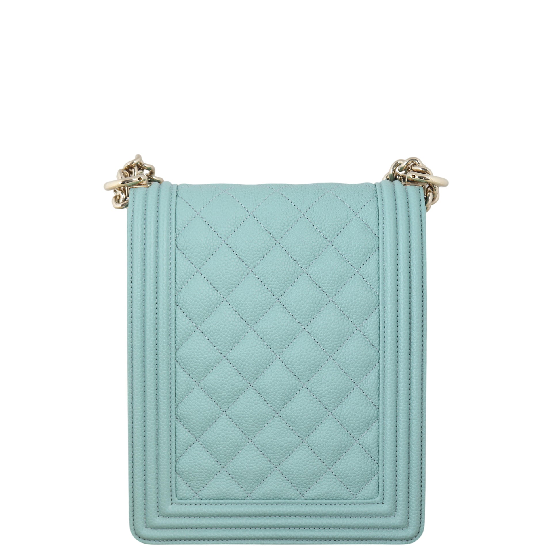 Chanel North South Boy Bag Quilted Blue Crossbody Bag