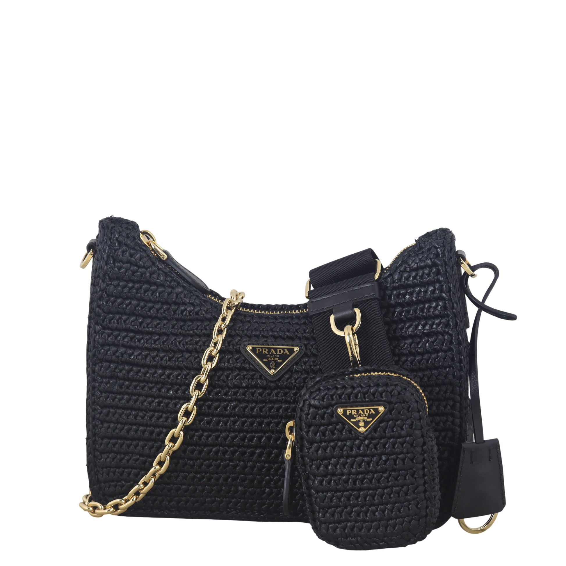Prada Re Edition Crochet Shoulder Bag Raffia