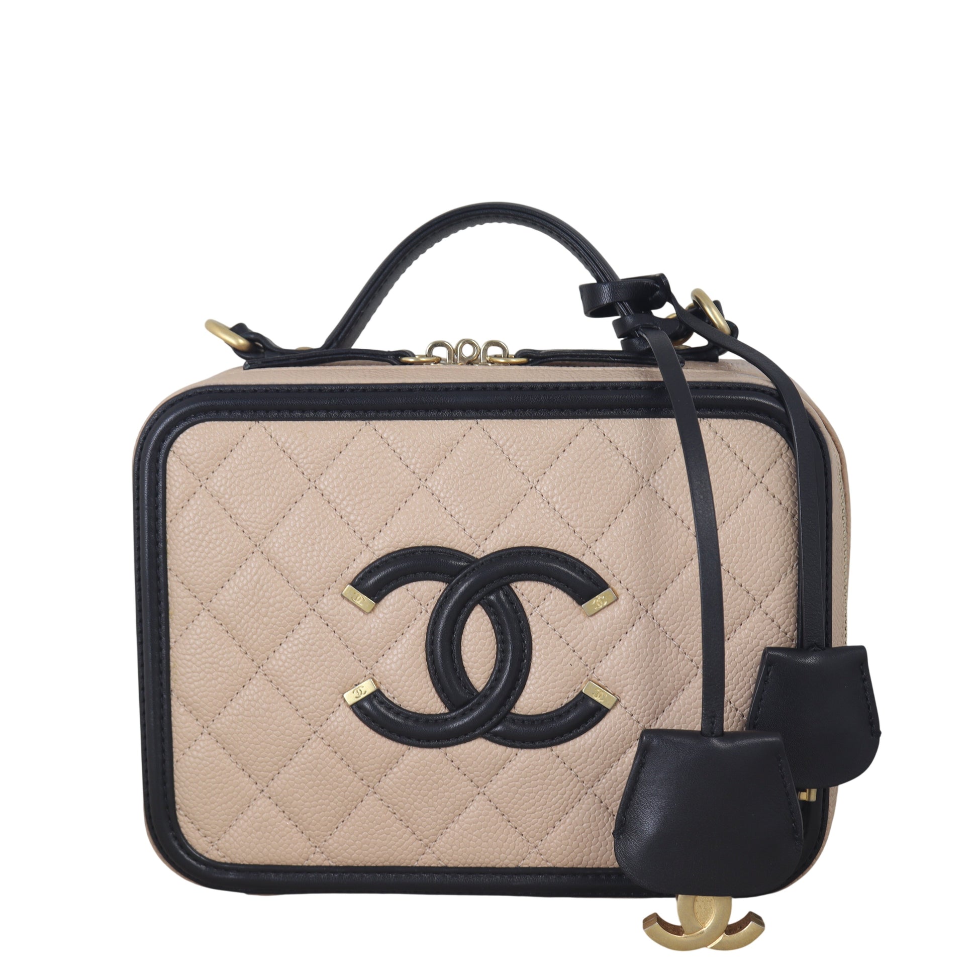 Chanel CC Filigree Vanity Case Handbag Quilted Pink Crossbody Bag