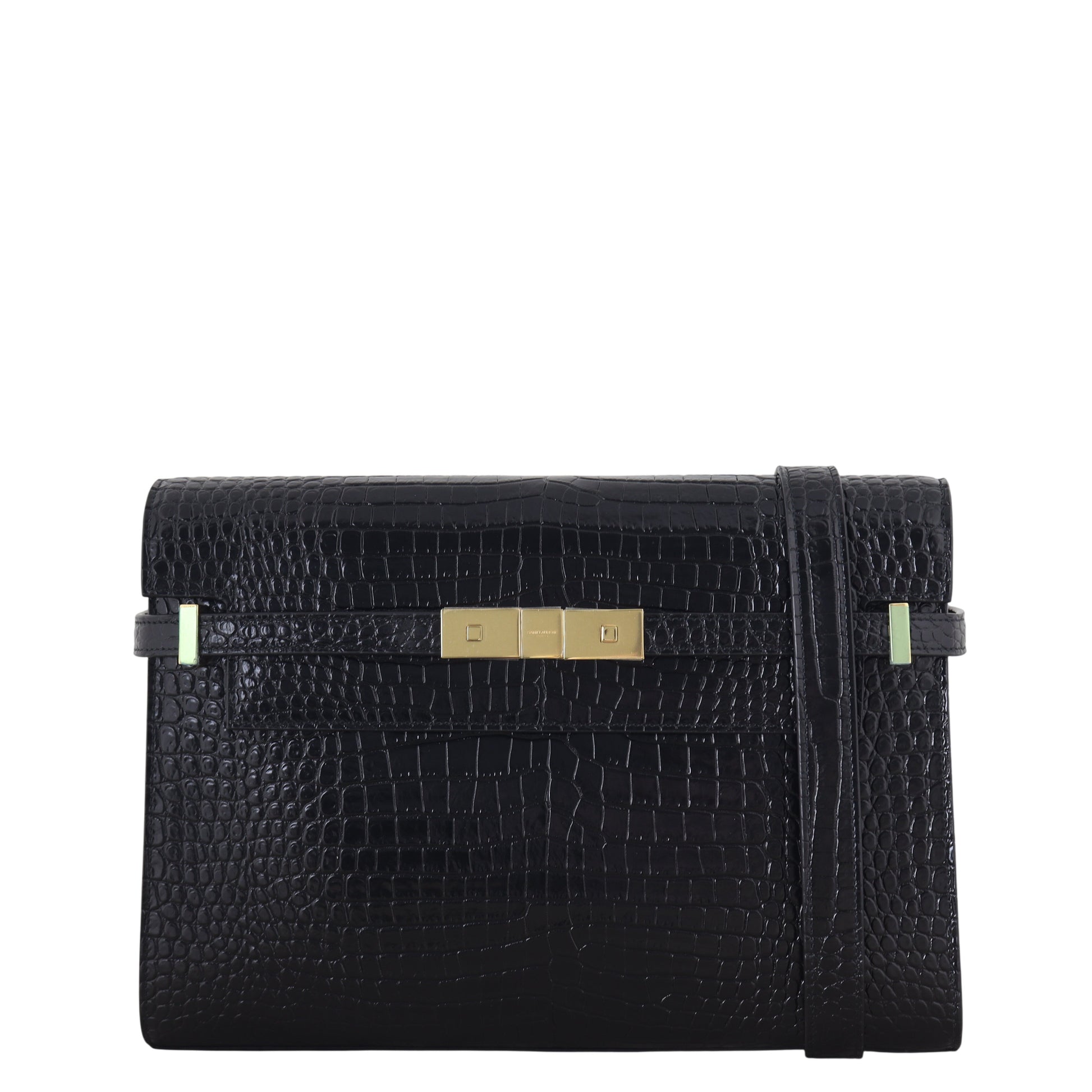 YSL Saint Laurent Saint Laurent Manhattan Shoulder Bag Croc Embossed Medium