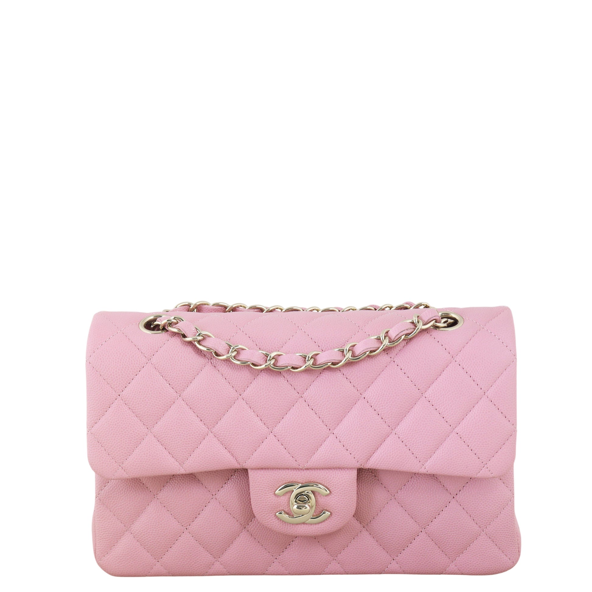 Chanel Classic Double Flap Caviar Handbag Quilted Pink Crossbody Bag Pink 13012026