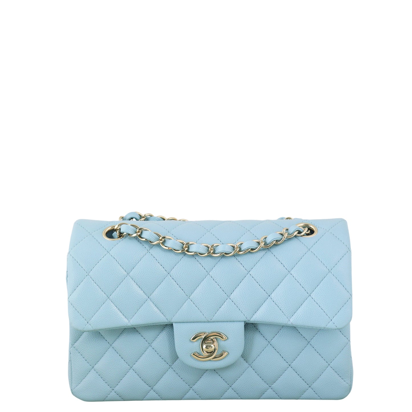 Chanel Classic Double Flap Caviar Handbag Quilted Blue Crossbody Bag Blue 13012026