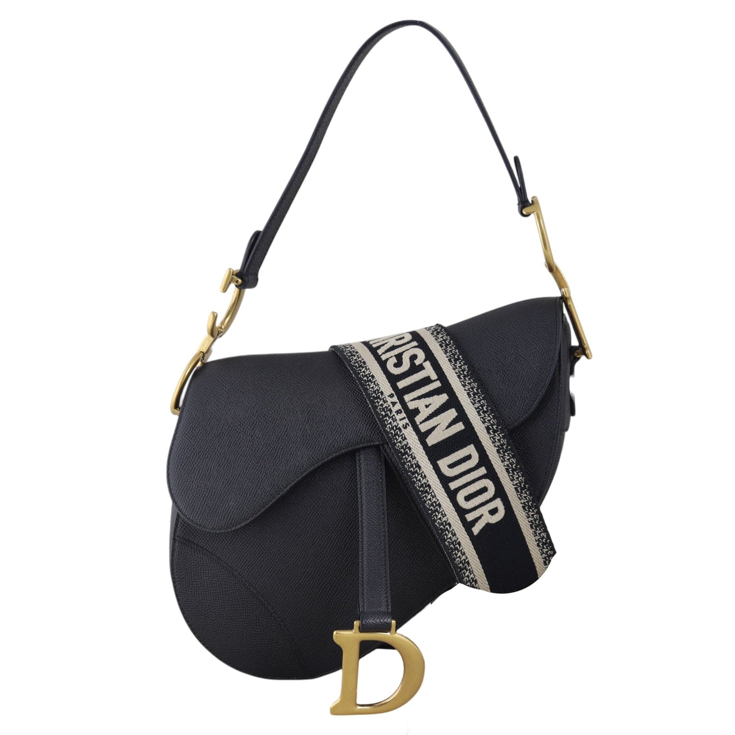 Dior Crossbody Bag Saddle Bag with Strap 11 Black Embroidered Shoulder Bag