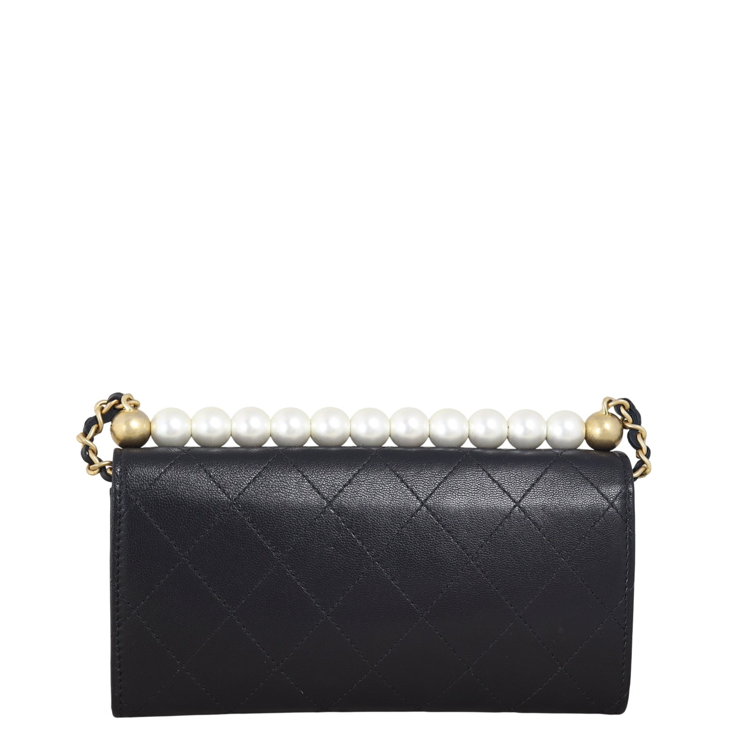 Chanel Chic Pearls Long Wallet on Handbag Quilted Black Crossbody Bag