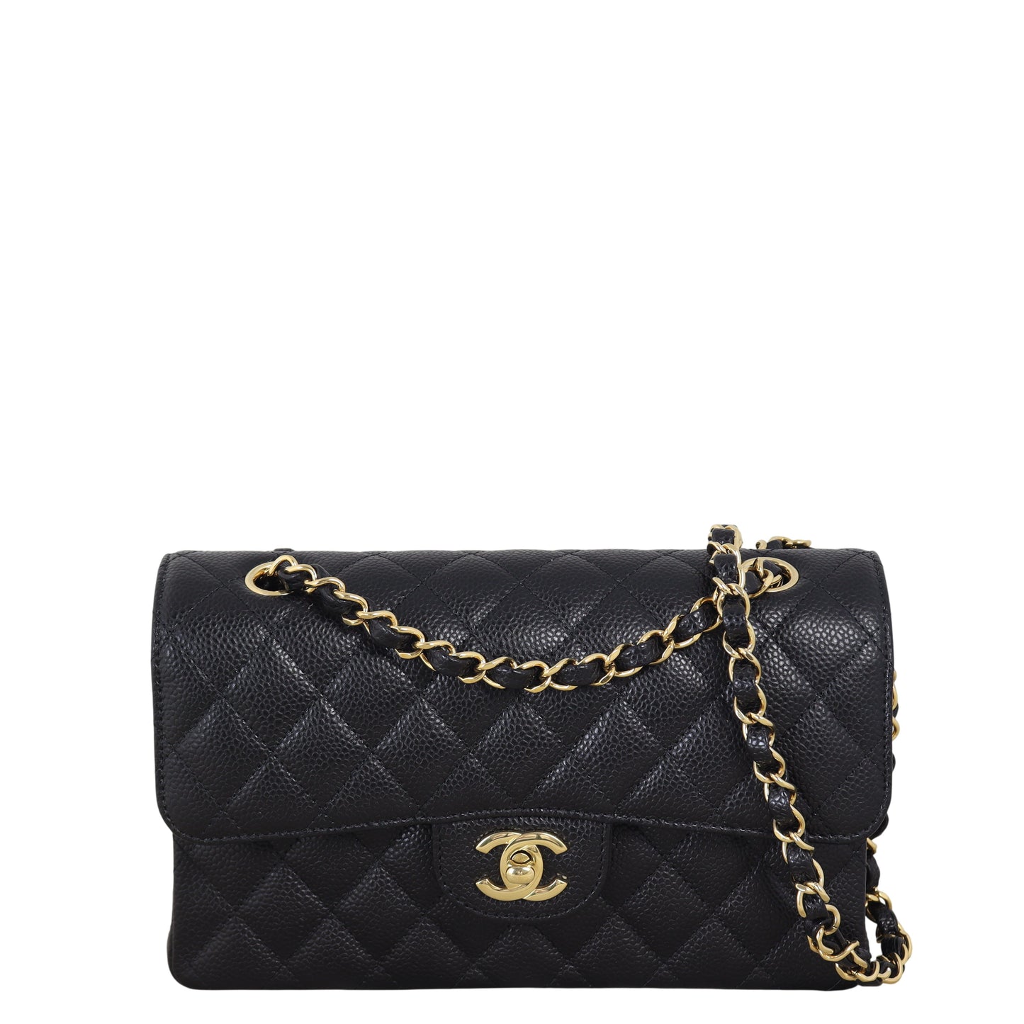 Chanel Classic Double Flap Caviar Handbag Quilted Black Crossbody Bag Caviar 16012026