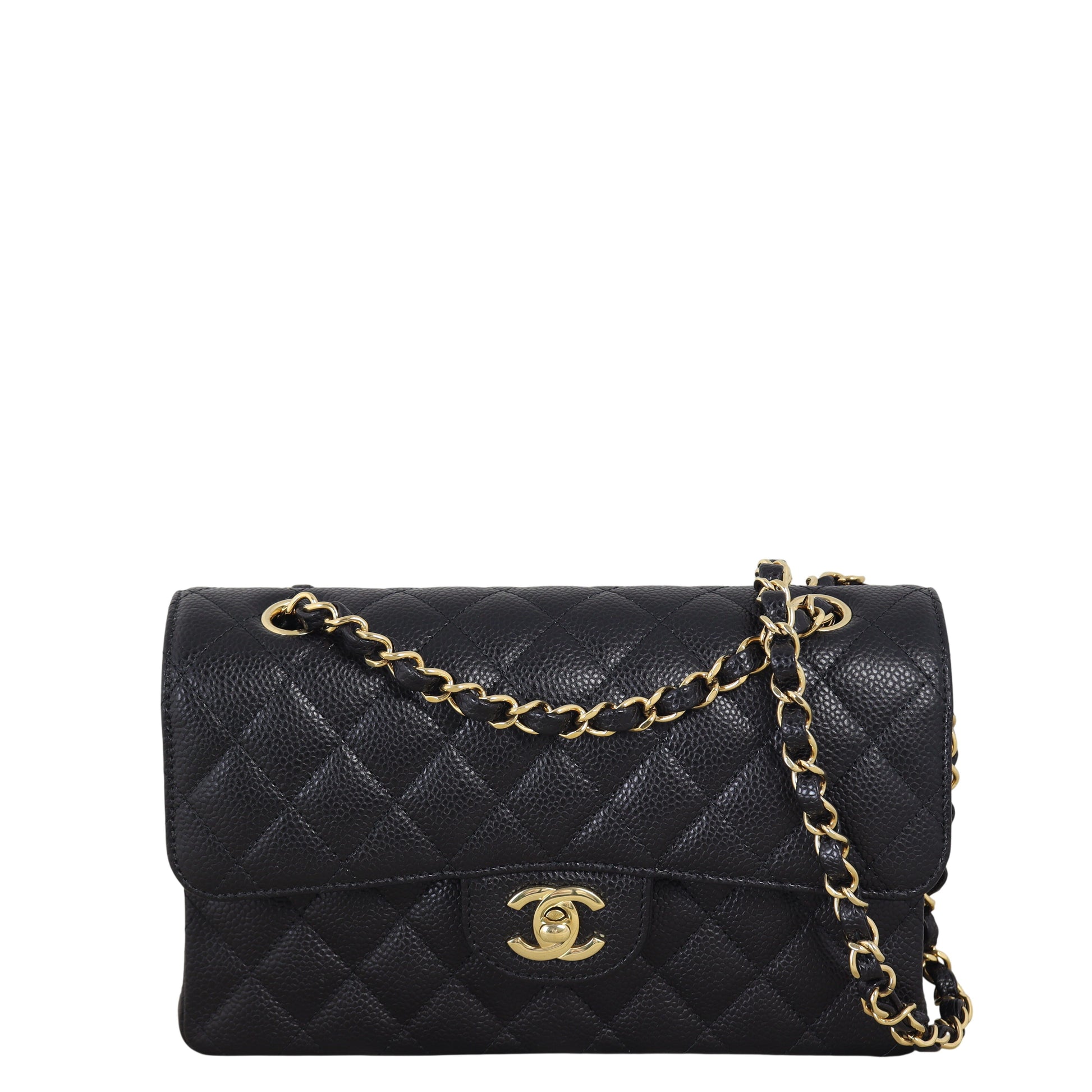 Chanel Classic Double Flap Caviar Handbag Quilted Black Crossbody Bag Caviar 16012026