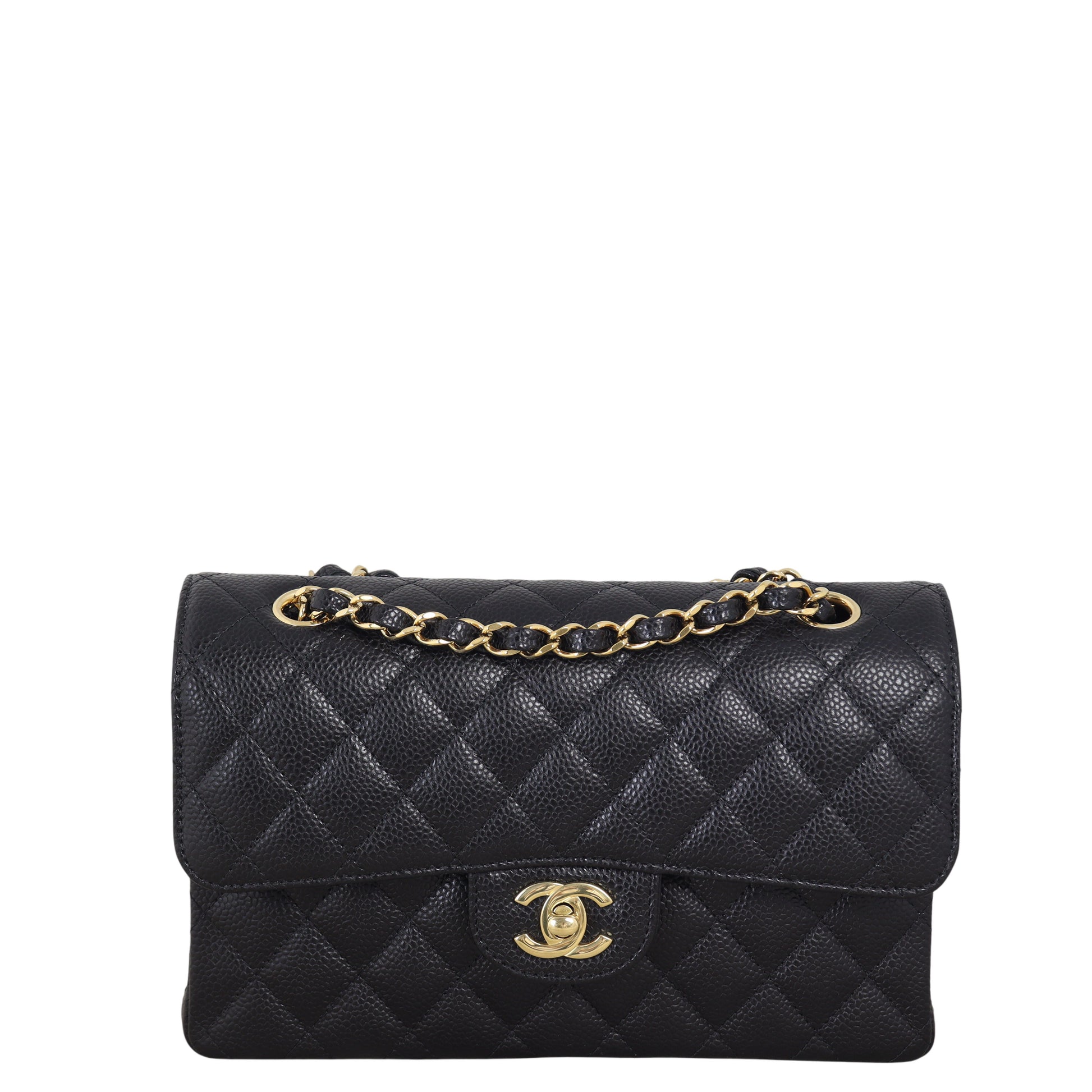 Chanel Classic Double Flap Caviar Handbag Quilted Black Crossbody Bag Caviar 16012026