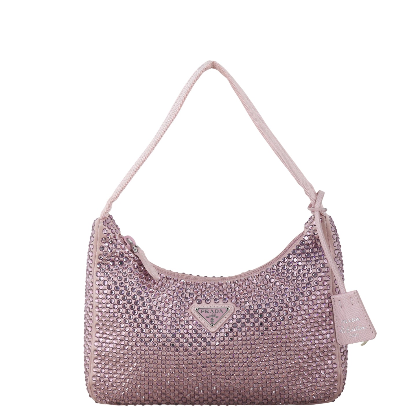 Prada Shoulder Bag Re-Edition Crystal Bag 2 Satin Nylon Pink