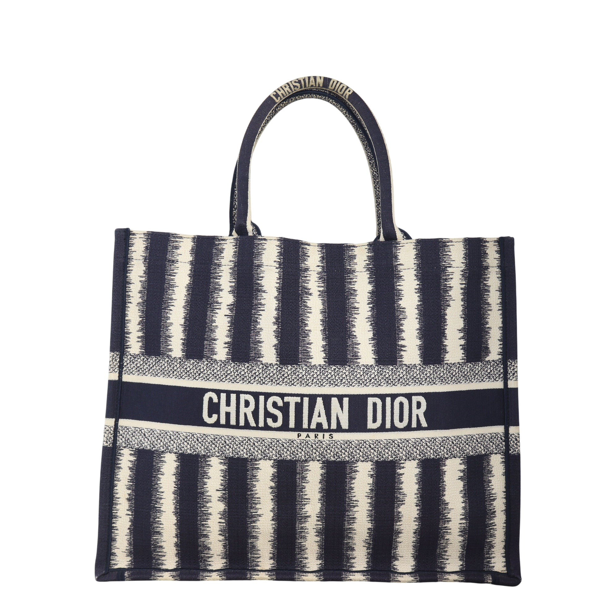 Dior Tote Bag Book Tote Striped Canvas Large