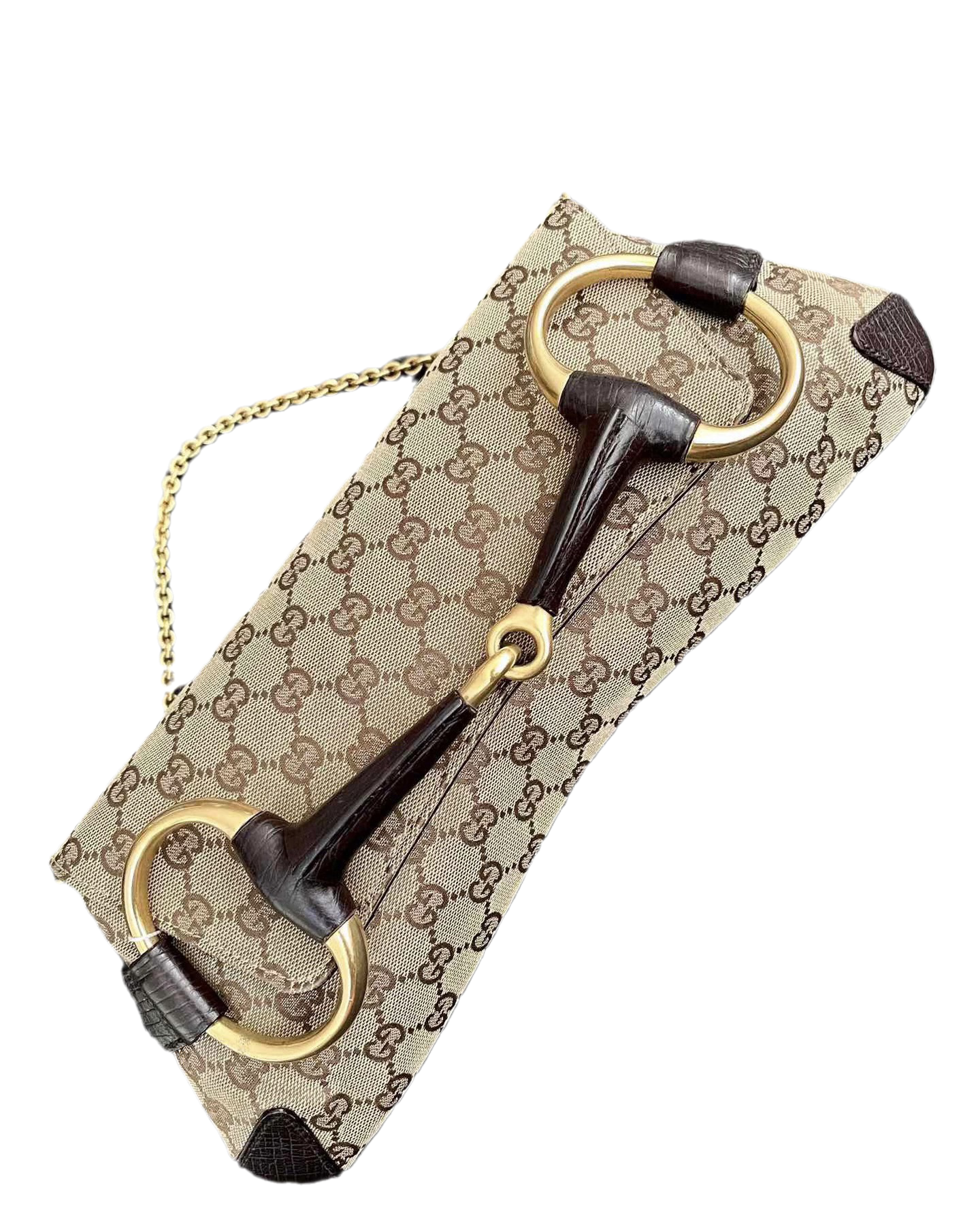 Gucci Iconic Horsebit Cloth Monogram Black Shoulder Bag