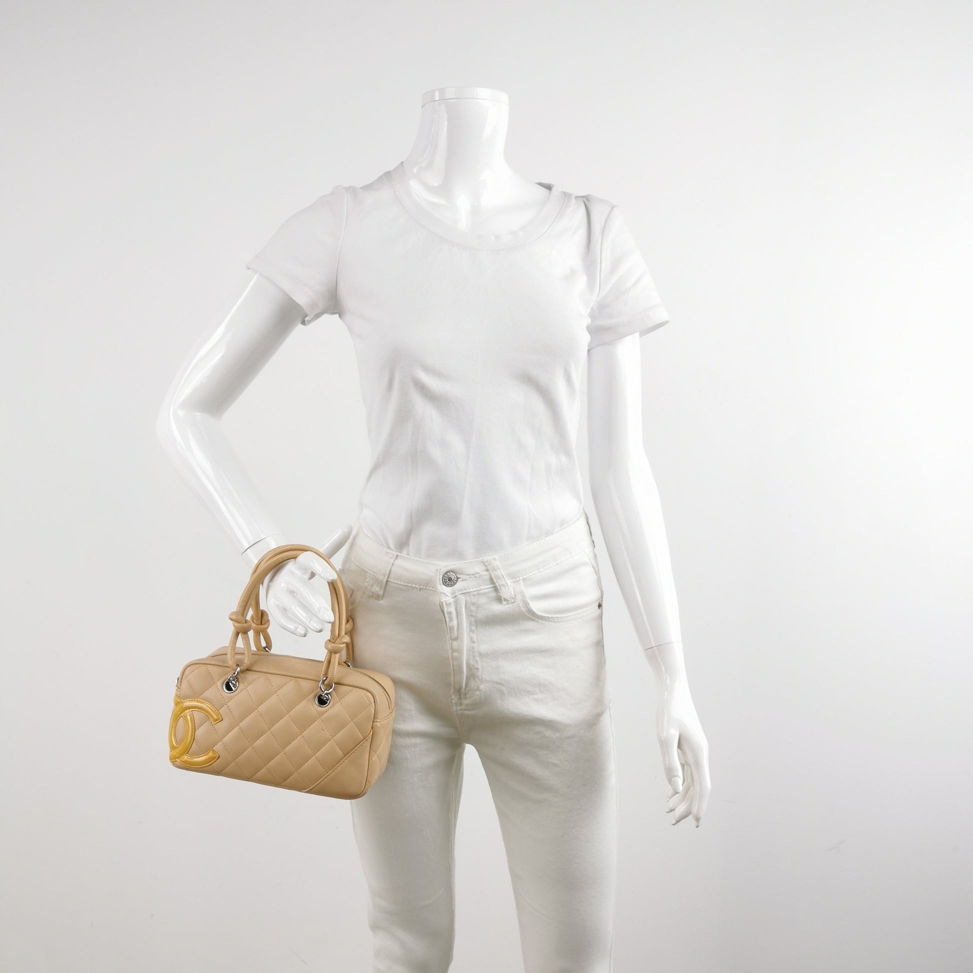 Chanel Cambon Calfskin Double Beige Small Leather Shoulder Bag