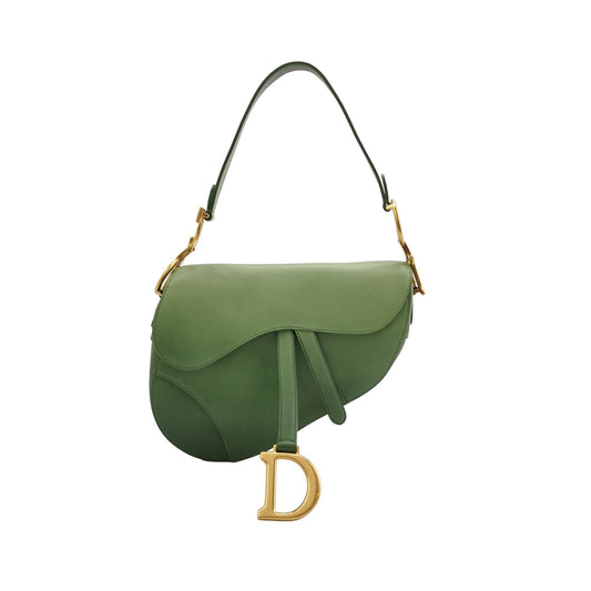 Dior Saddle Medium Hardware Shoulder Bag Leather Green