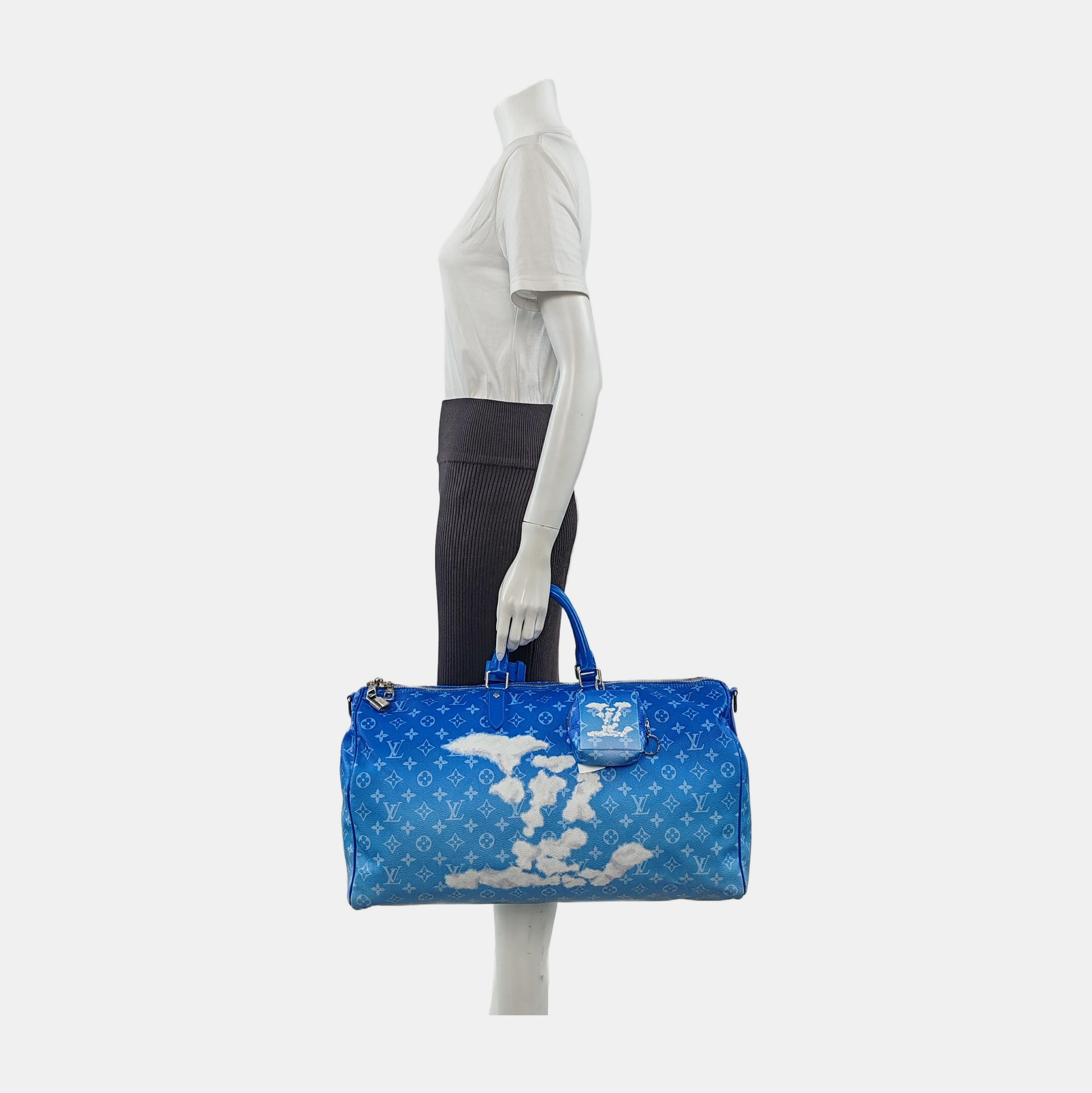 Louis Vuitton Virgil Abloh Keepall Bandouliere 50 Clouds Monogram Blue Travel Bag