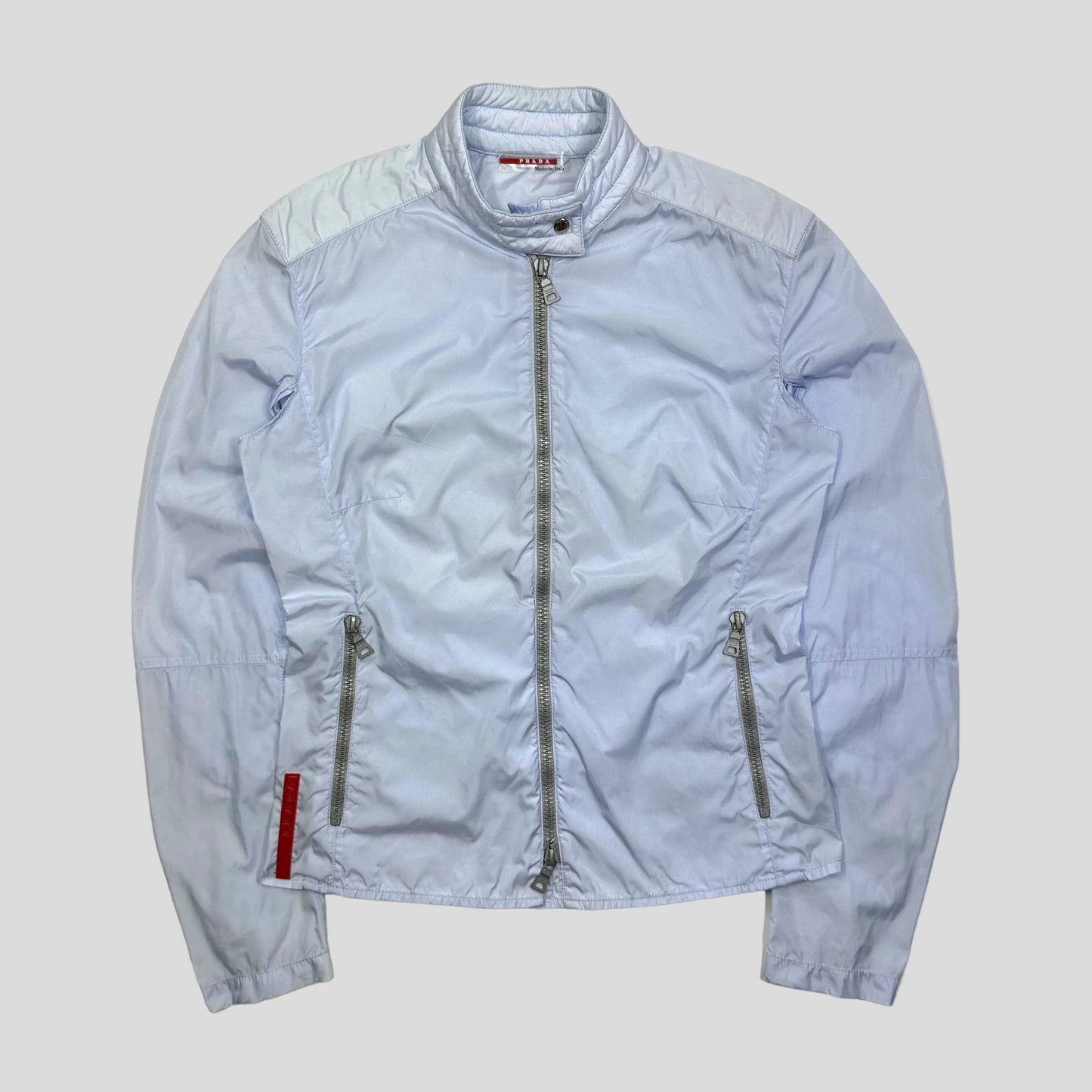 Prada Handbag Sport Ice Moto Detailed Jacket Nylon Blue