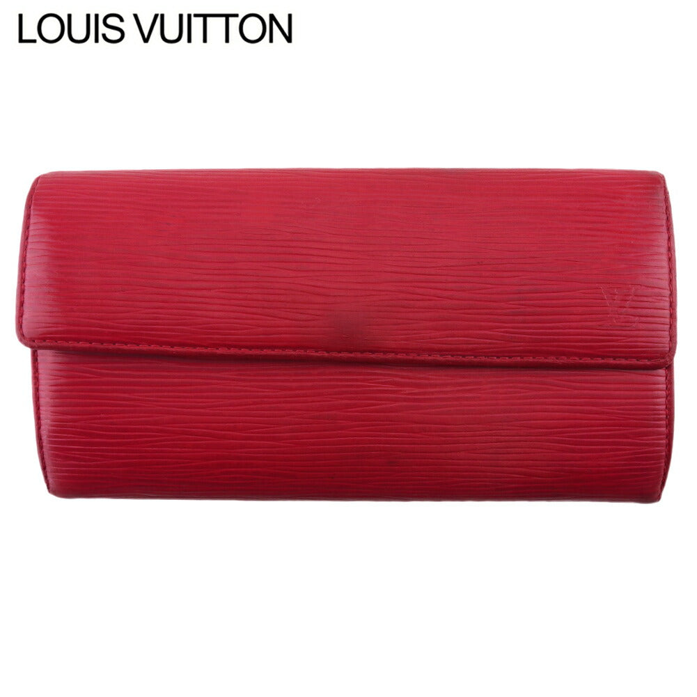 Louis Vuitton Long Purse Portefeuille Sarah Red Silver Wallet Case C4132