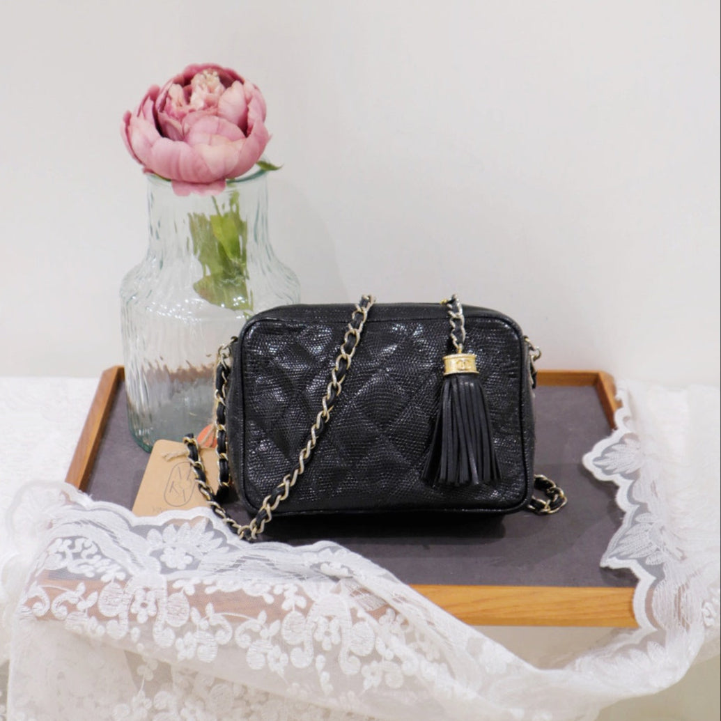 Chanel   lizard skin camera bag