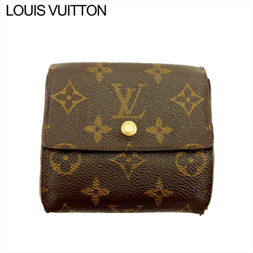 Louis Vuitton Bifold M61652 Porte Monnaie Billets Brown Beige Gold Wallet Case C4377