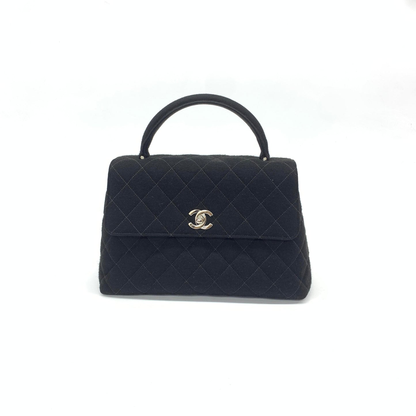 Chanel Top Handle Kelly Coco Handle Flap Black Silver Shoulder Bag