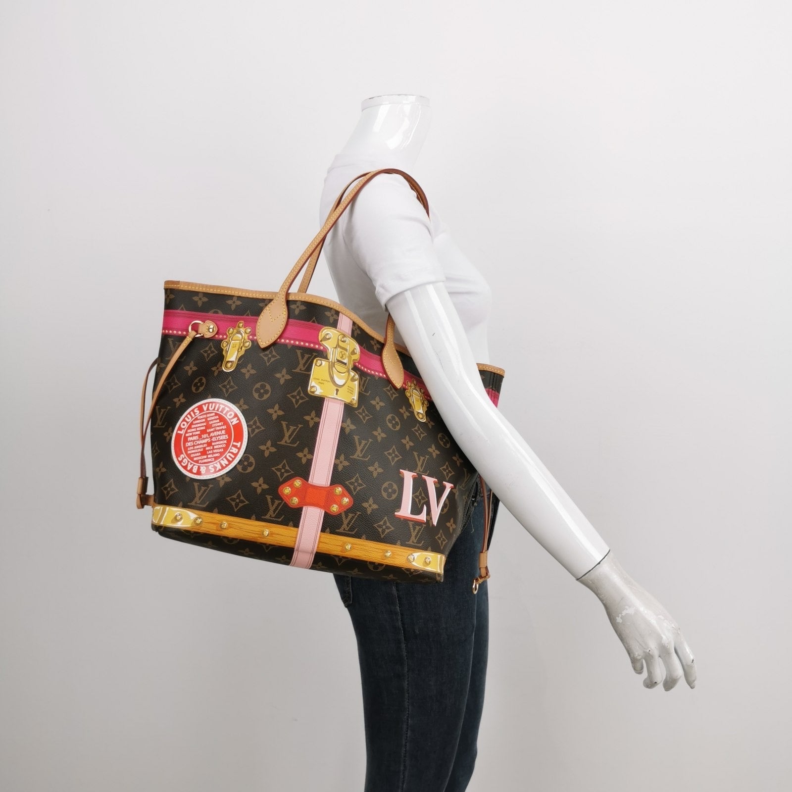 Louis Vuitton Trunks Neverfull MM Monogram Damier Black Tote Bag