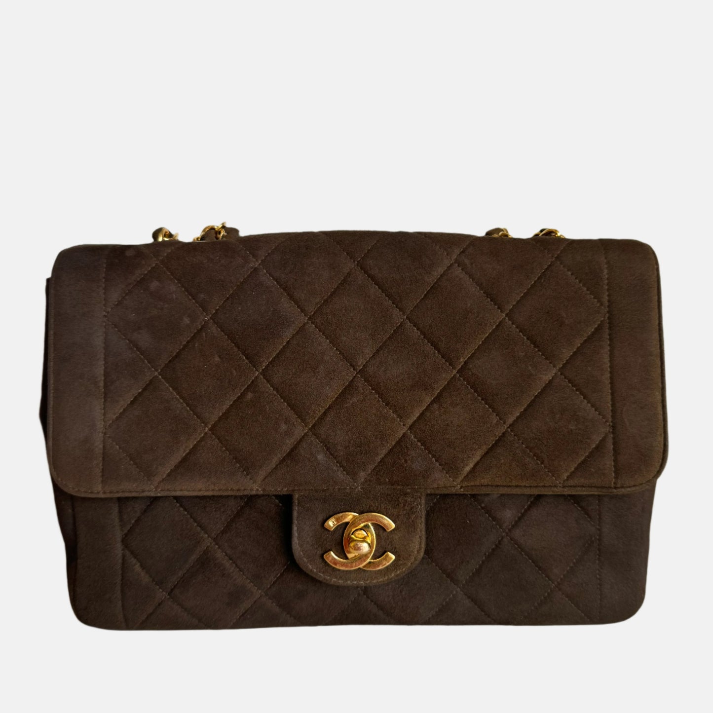 Chanel Classic Flap Suede Single Flap 24k Brown Gold Handbag