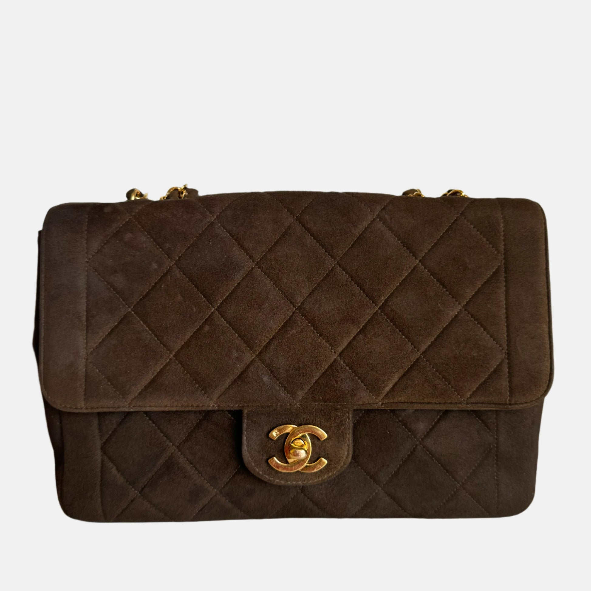 Chanel Classic Flap Suede Single Flap 24k Brown Gold Handbag